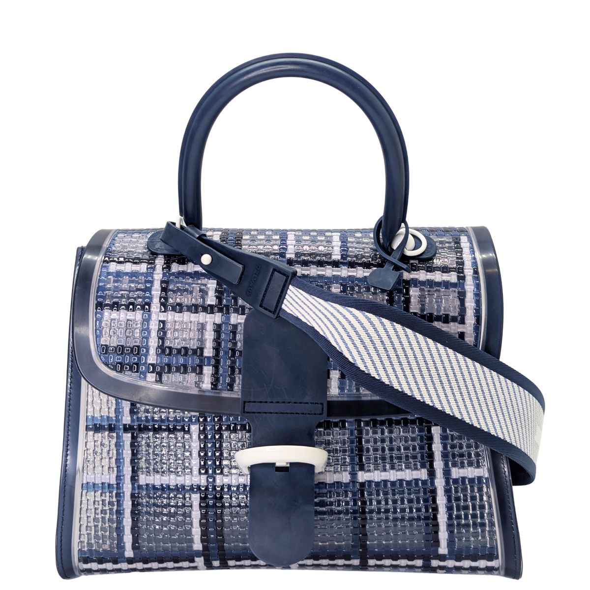 Delvaux Vinyl Gingham The Dreamer MM Brillant 手提包 海军蓝