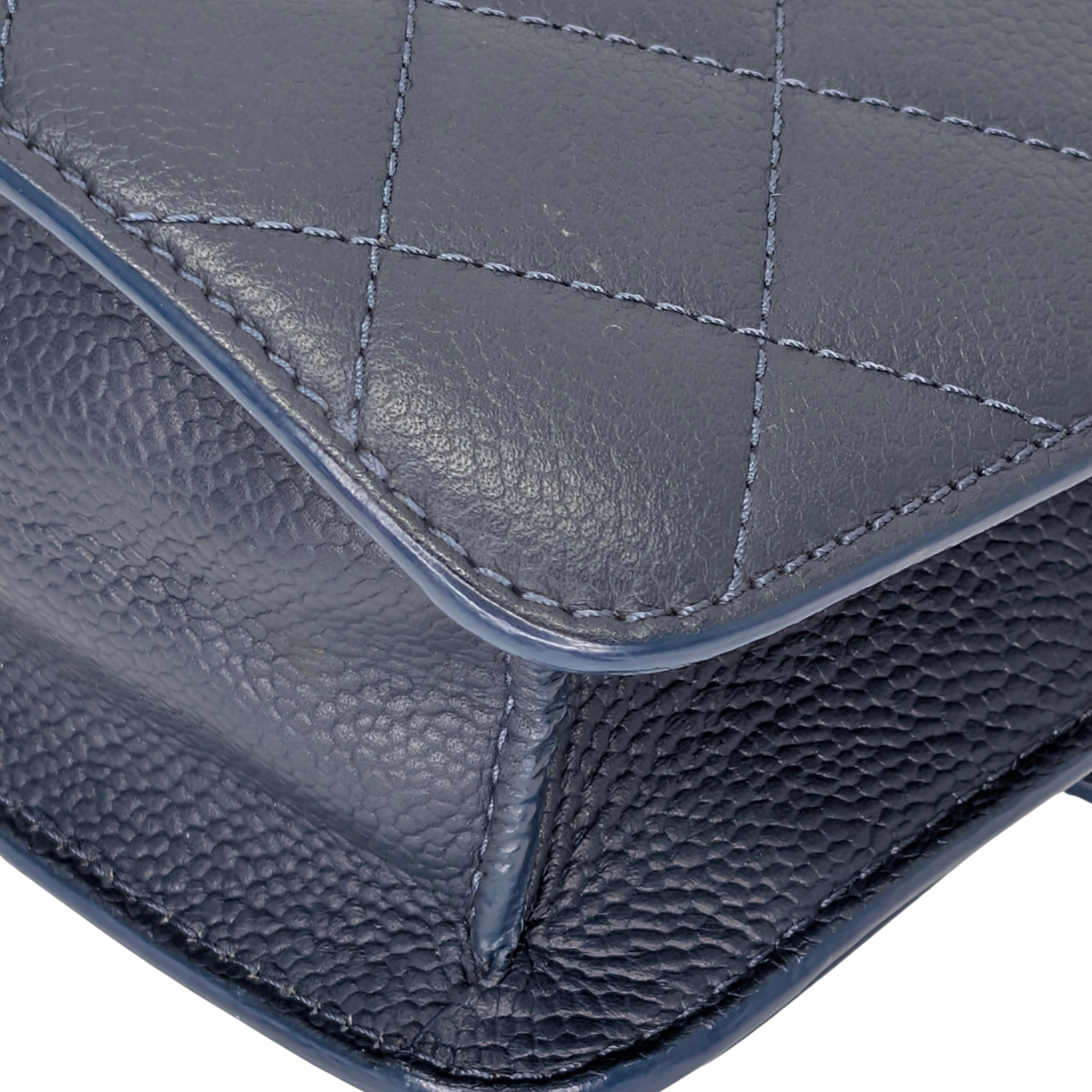 Chanel CC Box Flap Shoulder Bag Navy Blue