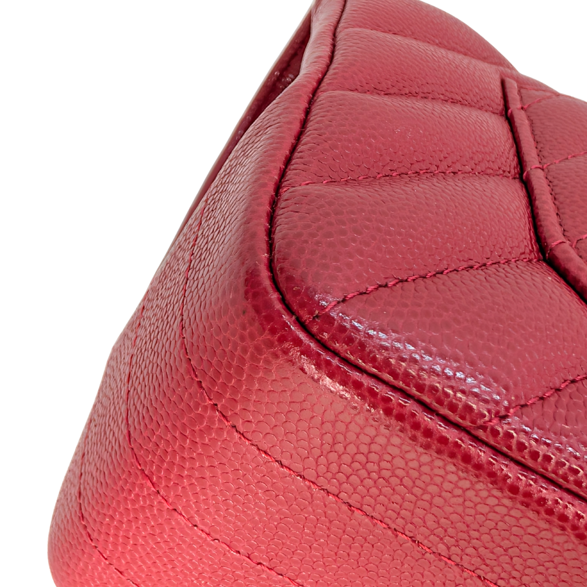 Chanel Mini Chevron Caviar Flap Bag Red