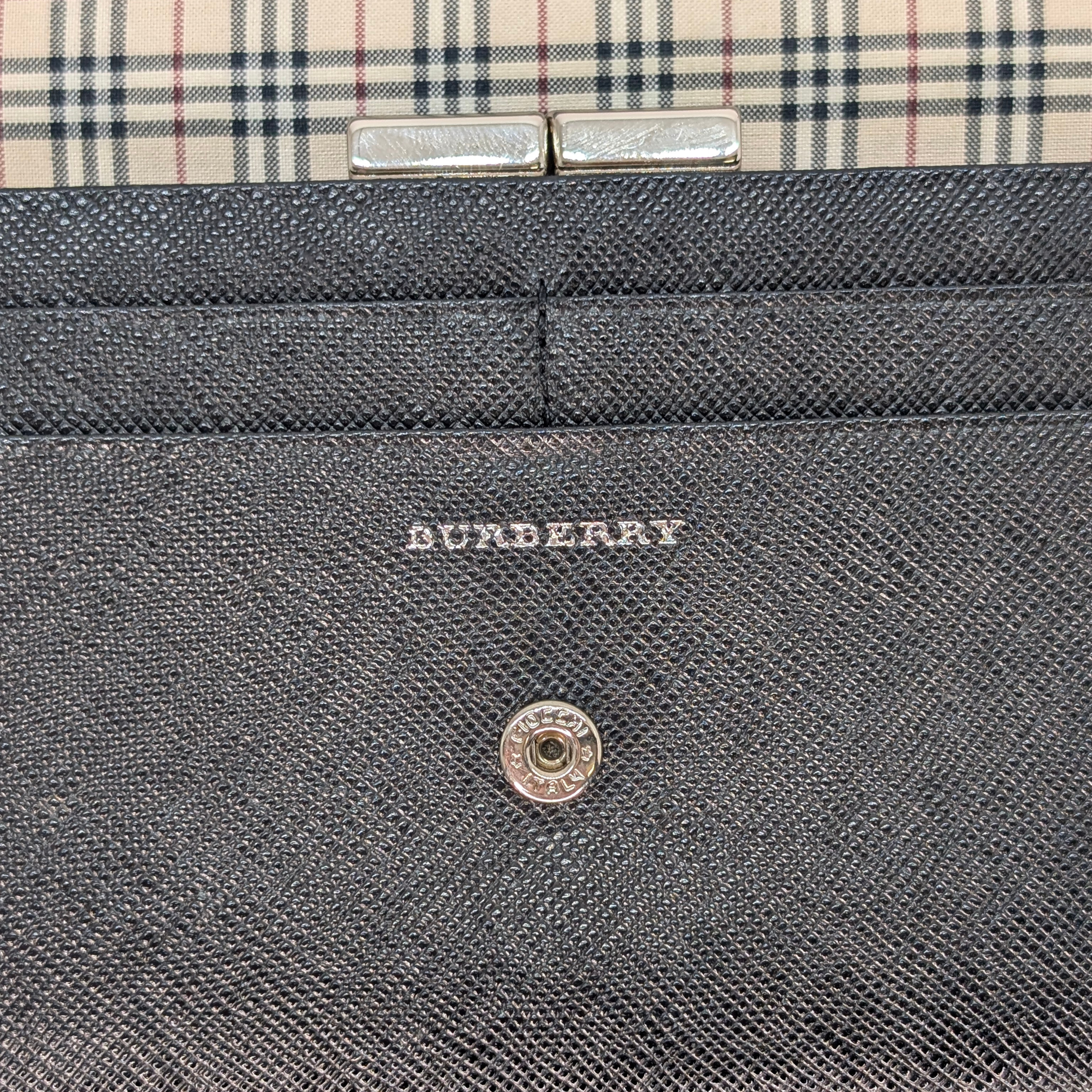 Burberry 黑色长款钱包 皮革 黑色