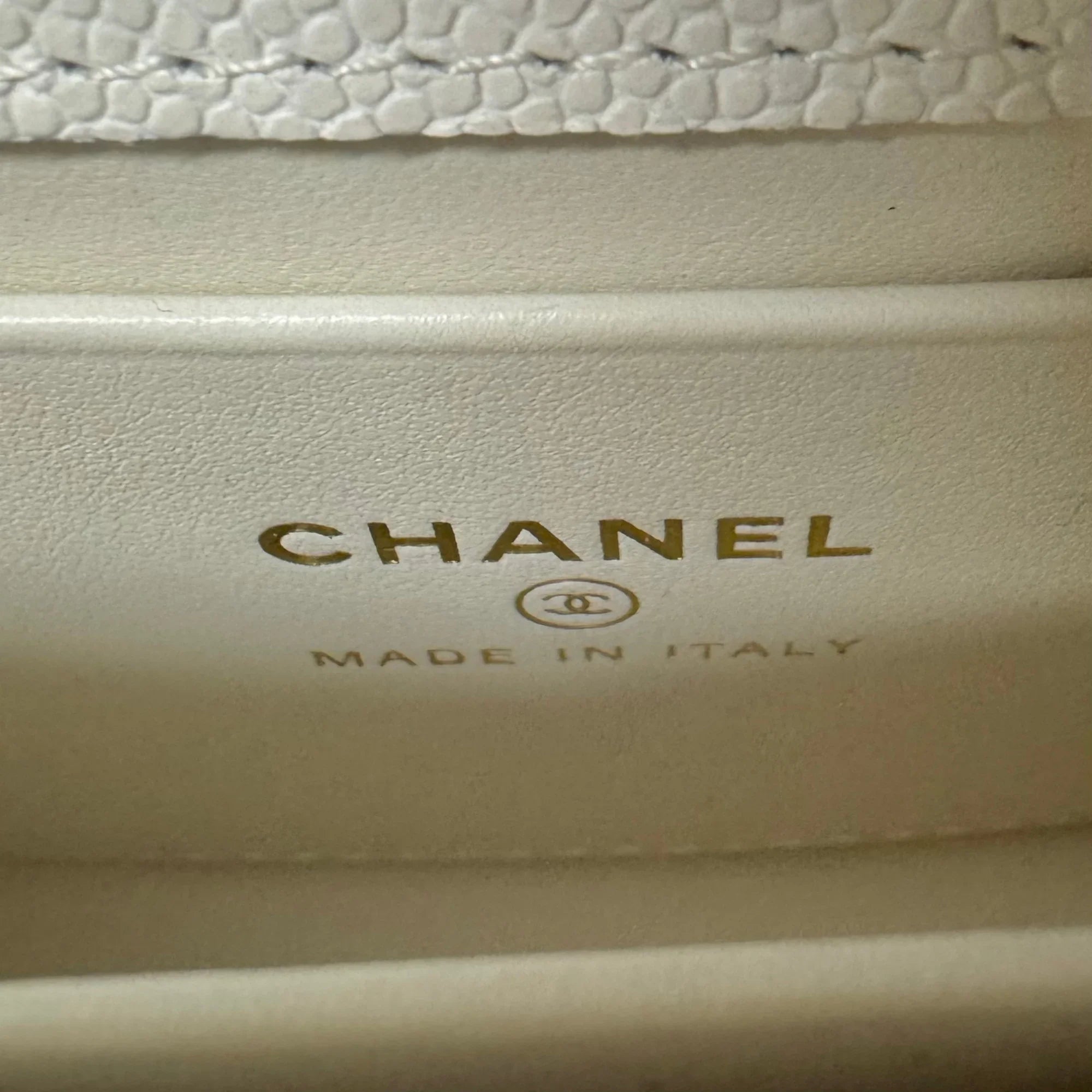 Chanel Micro Coco Handle Bag in White Caviar Leather - Lost Designer