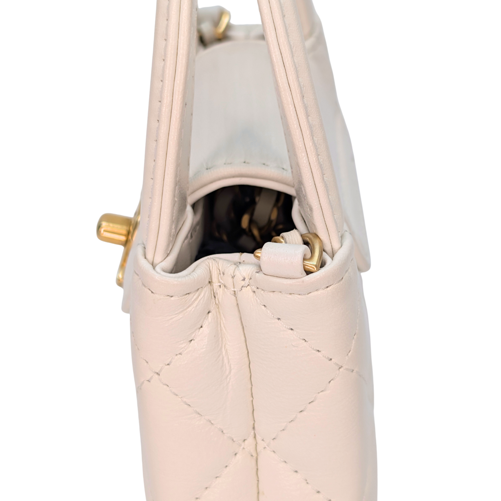 Chanel Mini Nano Kelly Shopper Tote Bag White