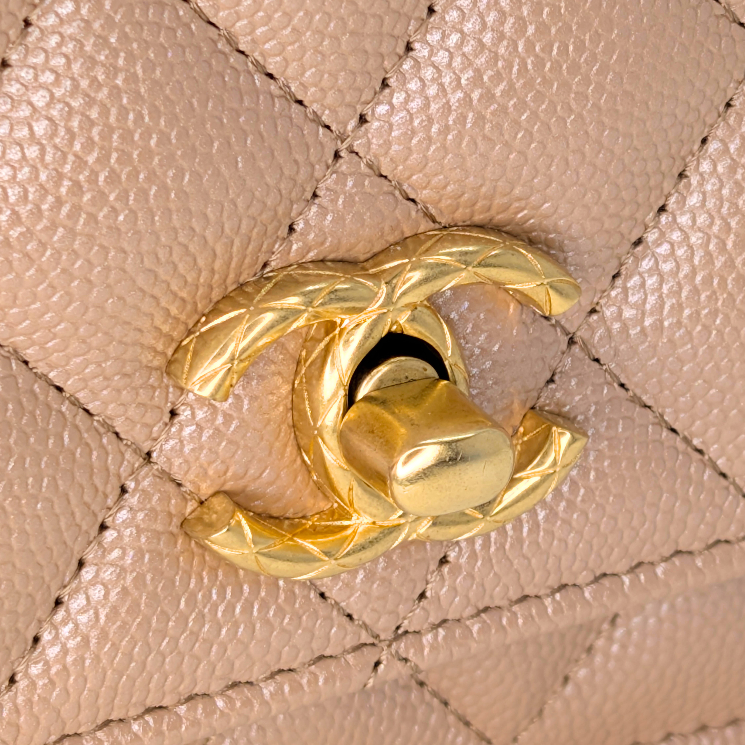 Chanel Clutch on Chain Bag Metallic Beige