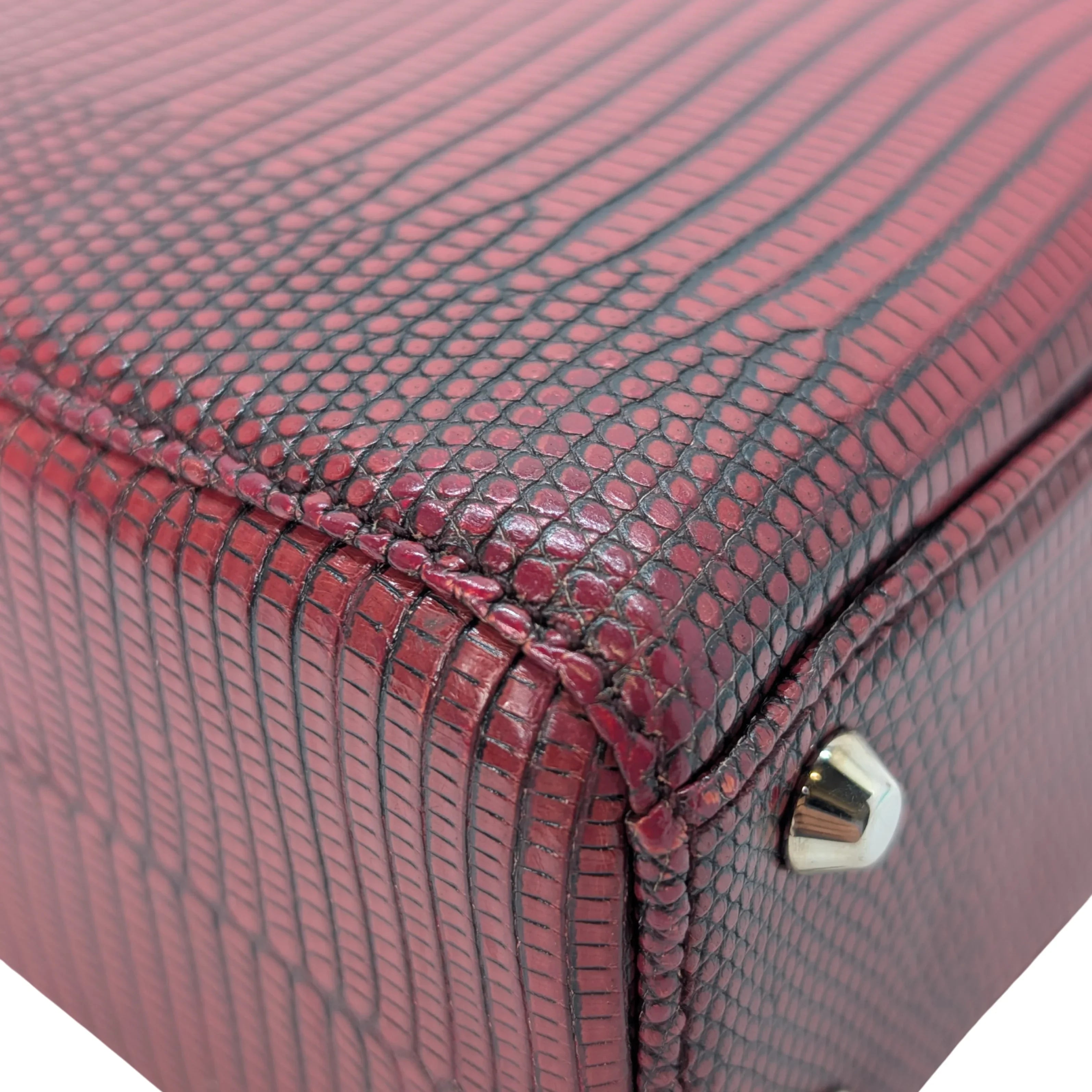 Christian Dior Mini Lady Dior Lizard Burgundy - Lost Designer