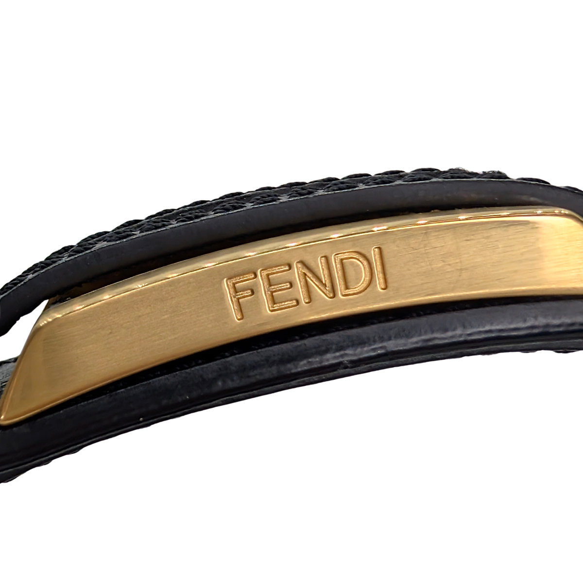 Fendi Logo Flap Baguette Bag Beige X Black