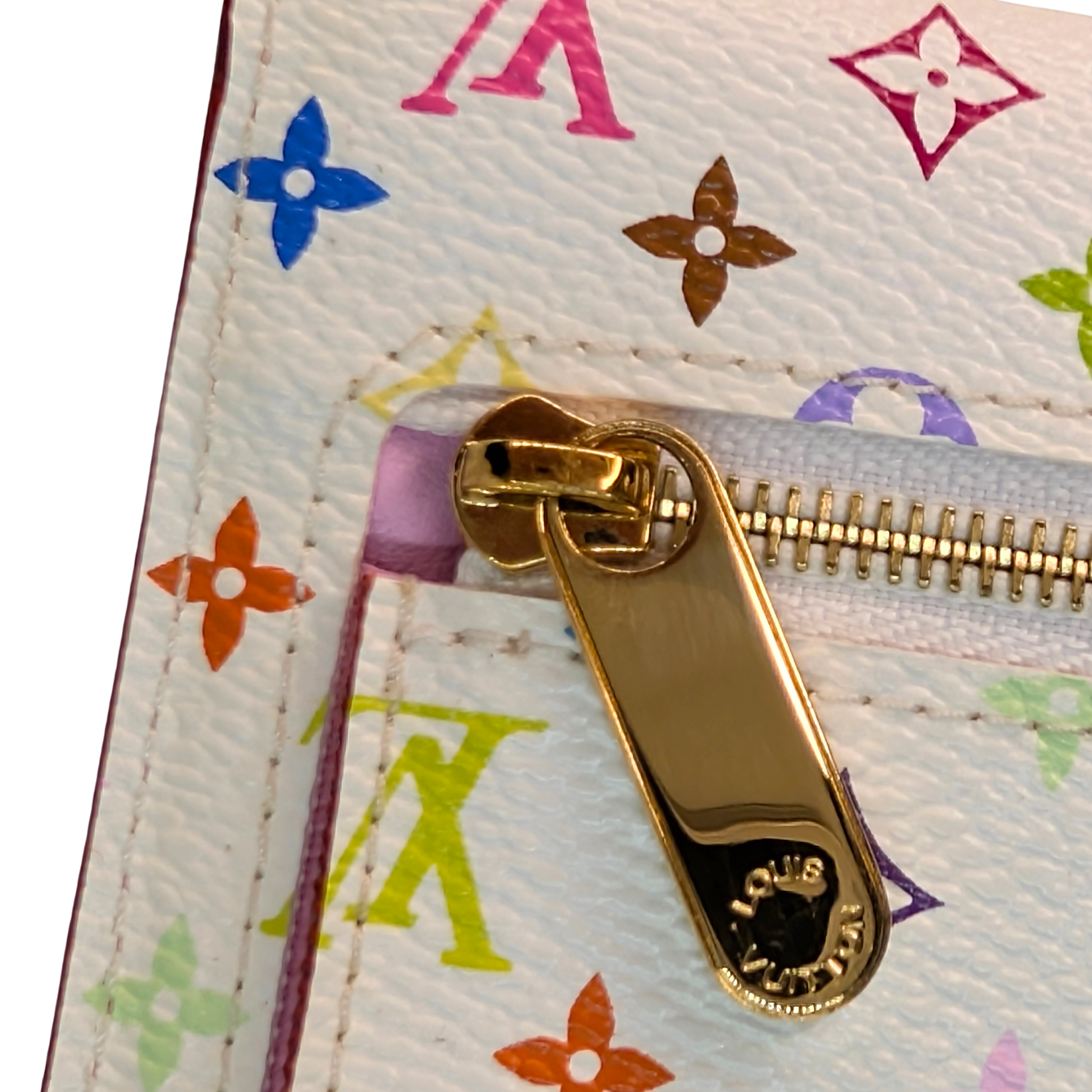 路易威登白色多色Monogram帆布Eugenie钱包