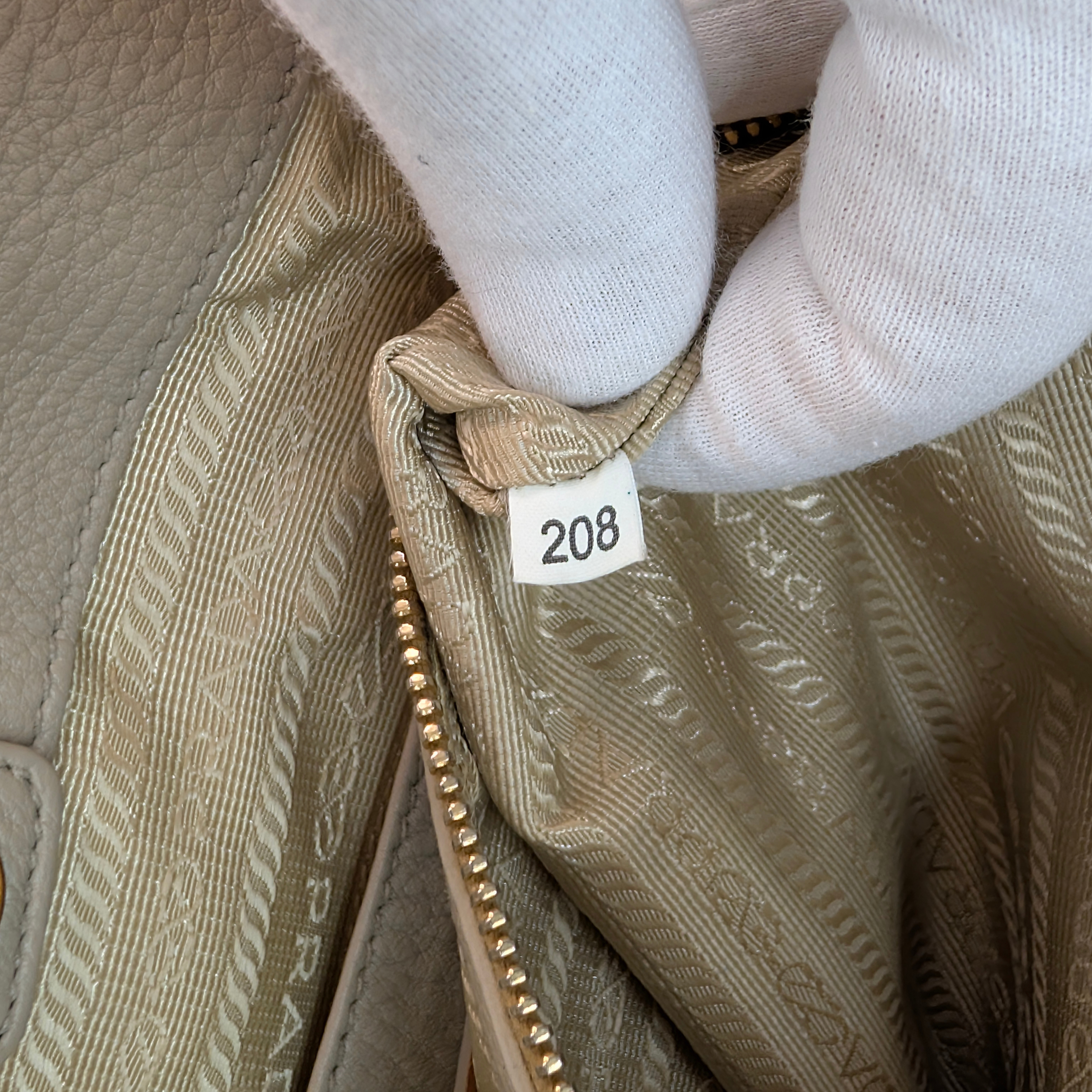 Prada Pomice Vitello Daino Leather Tote Bag Beige