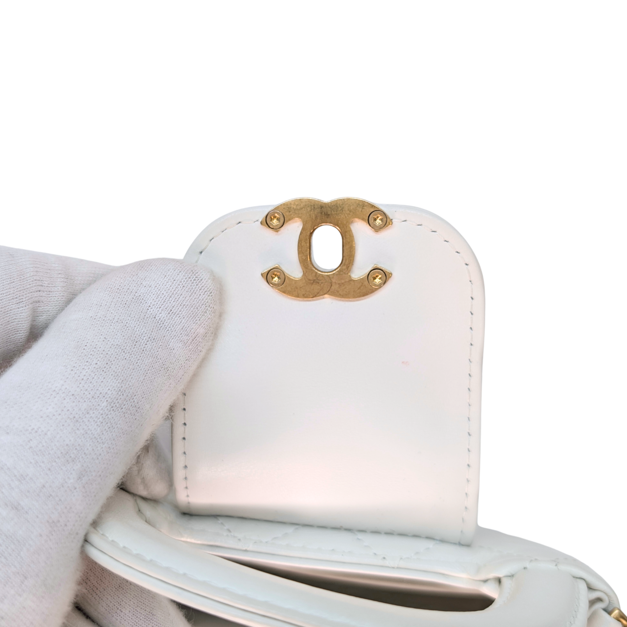 Chanel Mini Nano Kelly Shopper Tote Bag White