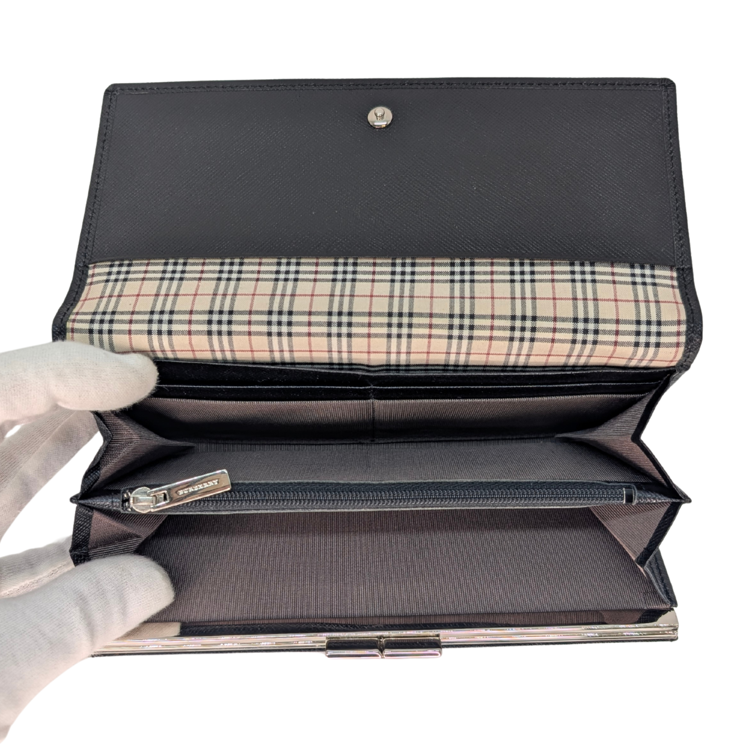 Burberry 黑色长款钱包 皮革 黑色