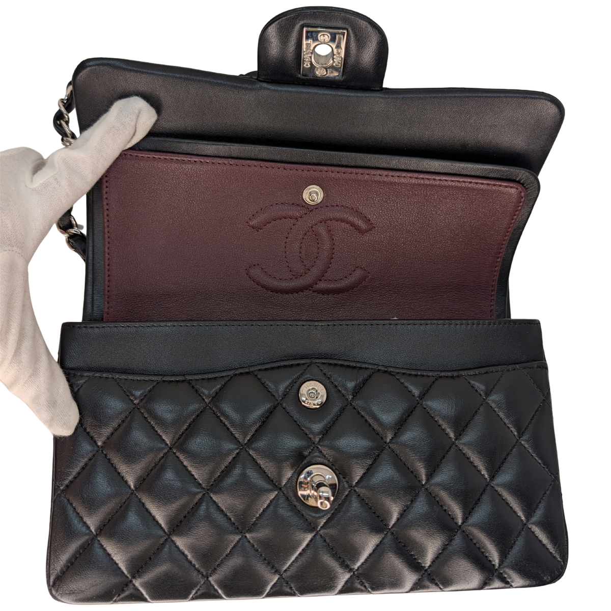 Chanel Small Classic Double Flap Lambskin Black SHW