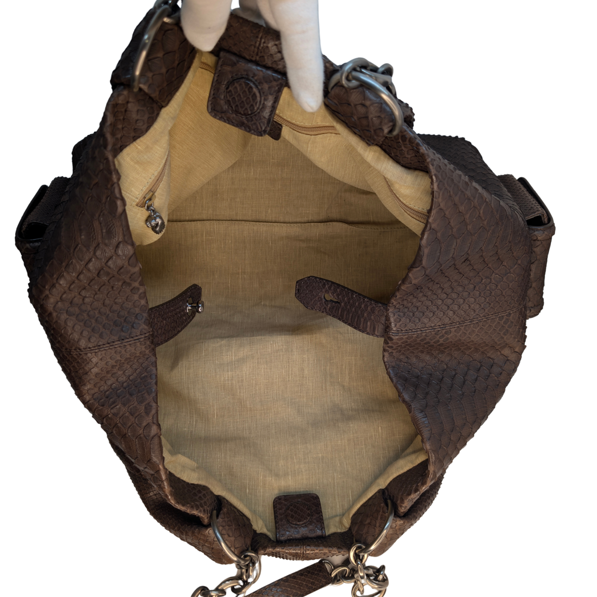 Bvlgari Limited Edition Brown Python Leather Chain Shoulder Bag
