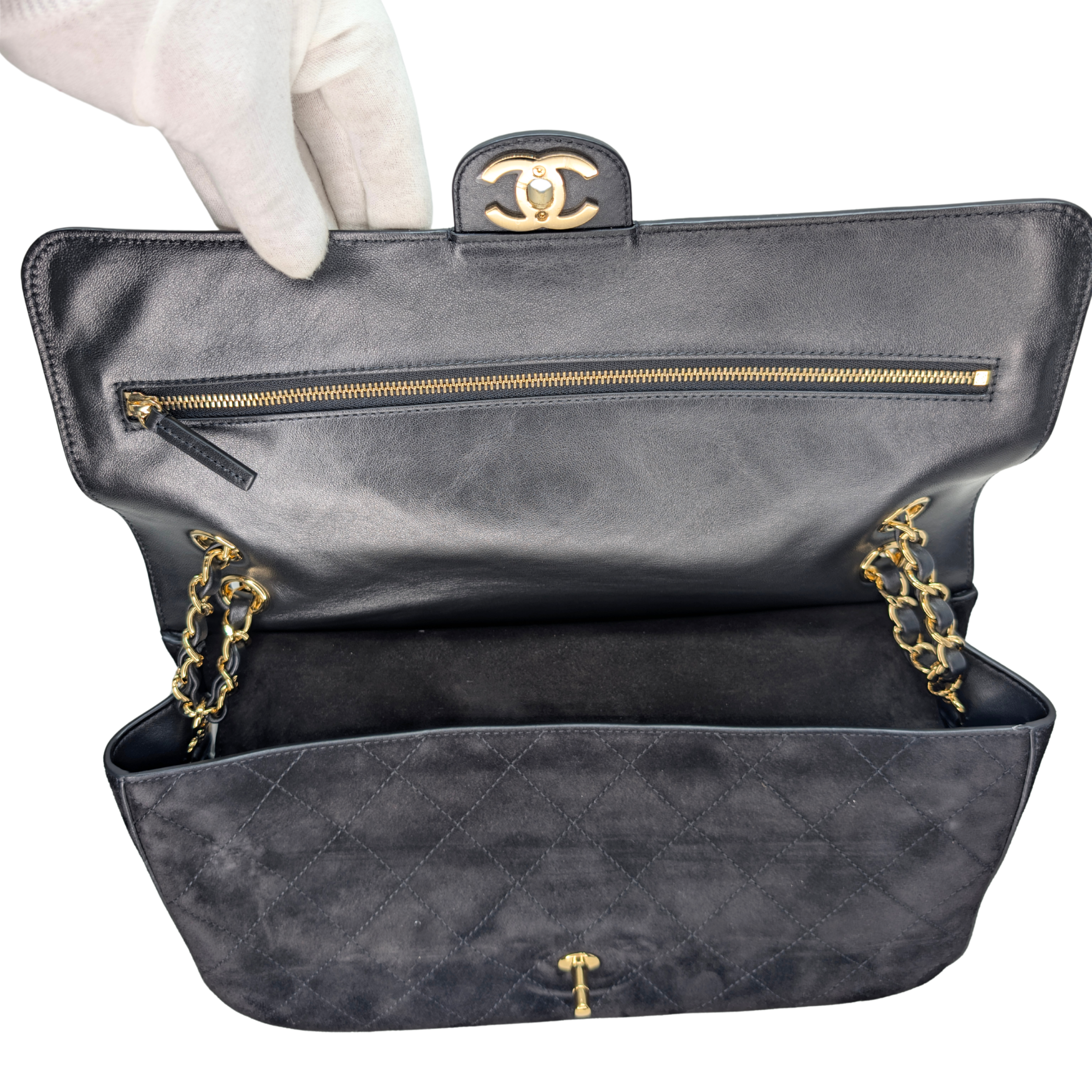 Chanel Suede Calfskin Souplissimo Maxi Flap Bag Black