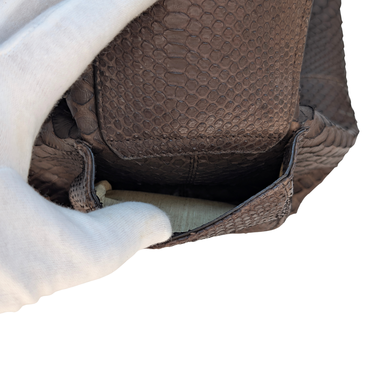 Bvlgari Limited Edition Brown Python Leather Chain Shoulder Bag