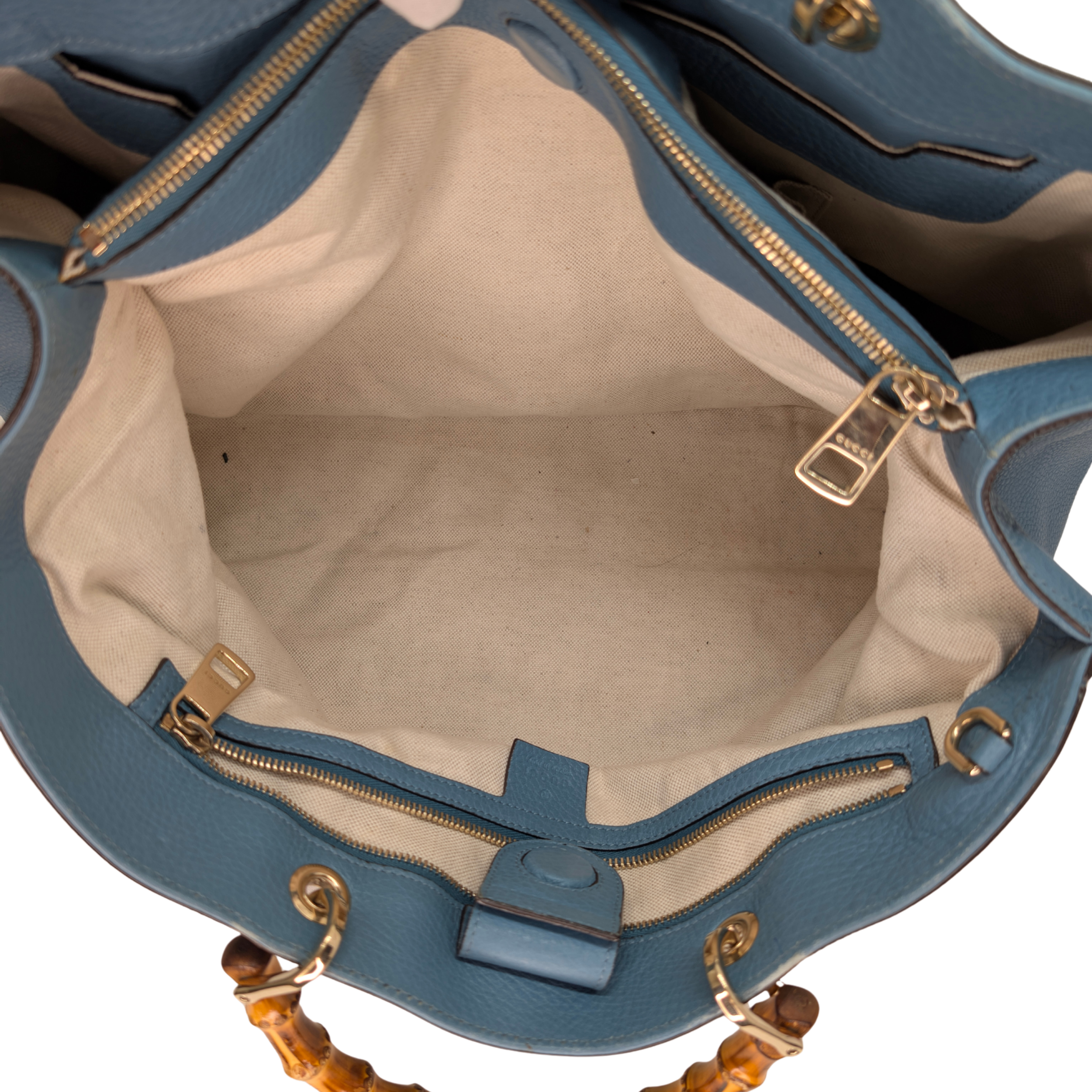 Gucci Bamboo Shopper Tote Bag Large Light Blue