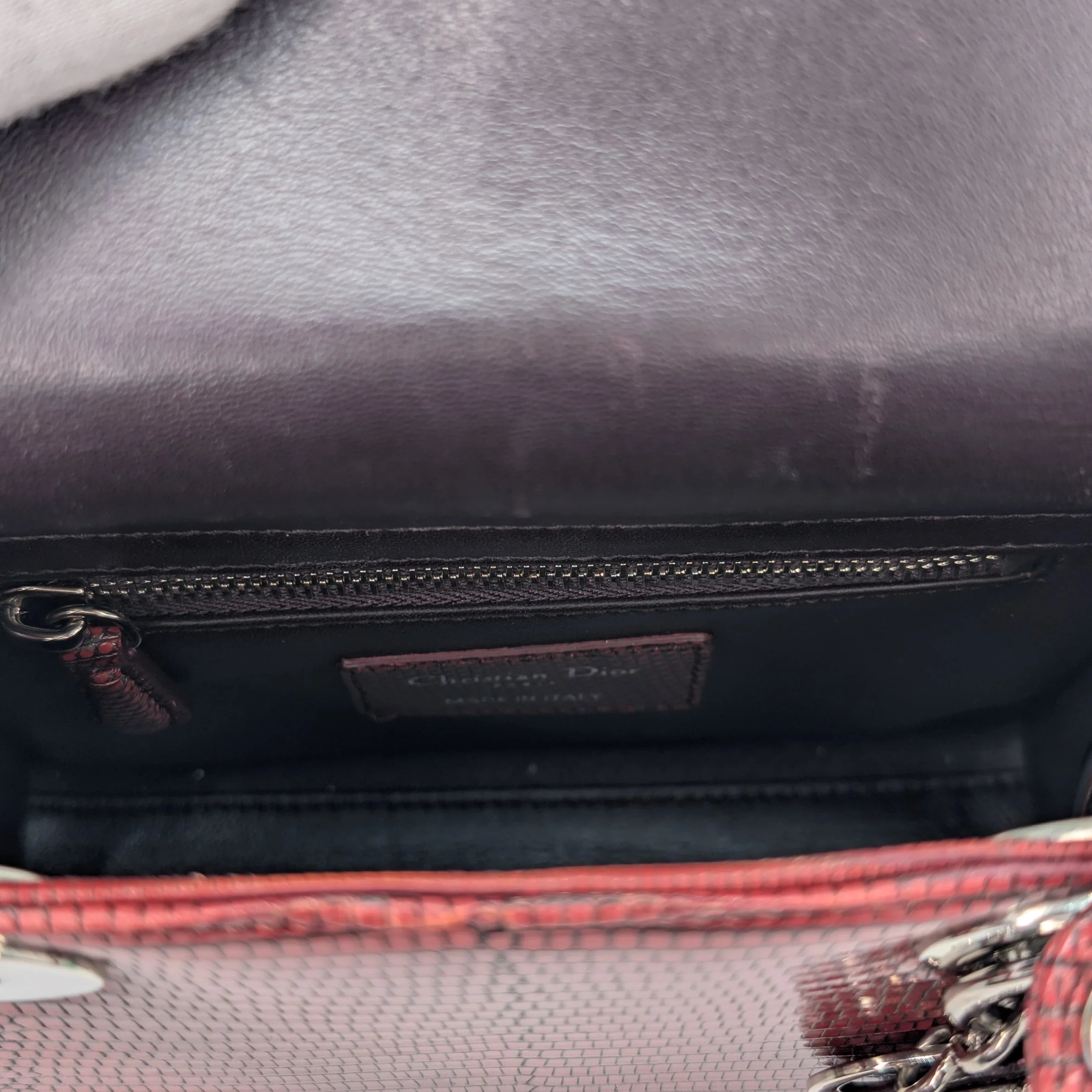 Christian Dior Mini Lady Dior Lizard Burgundy - Lost Designer