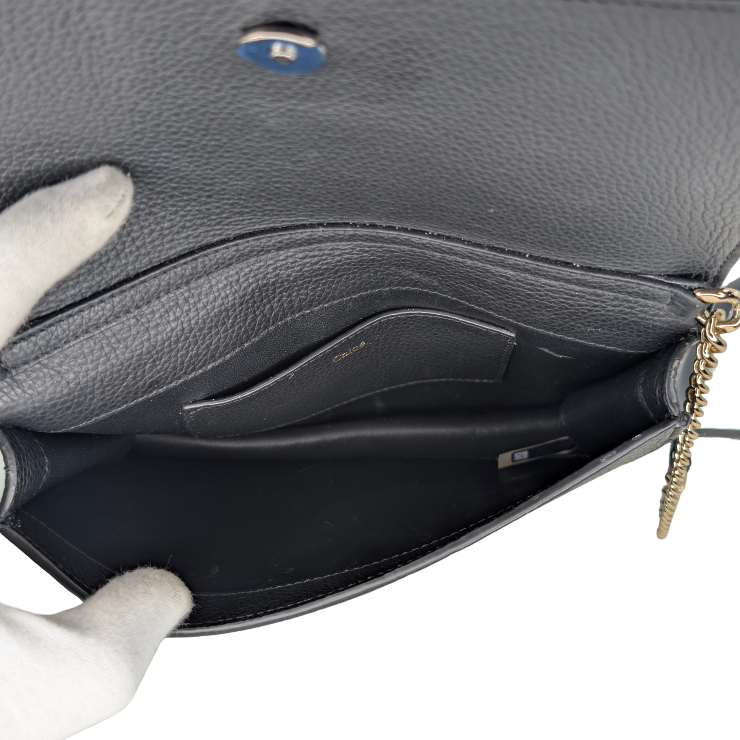 Chloé Alphabet链条手拿包 黑色皮革