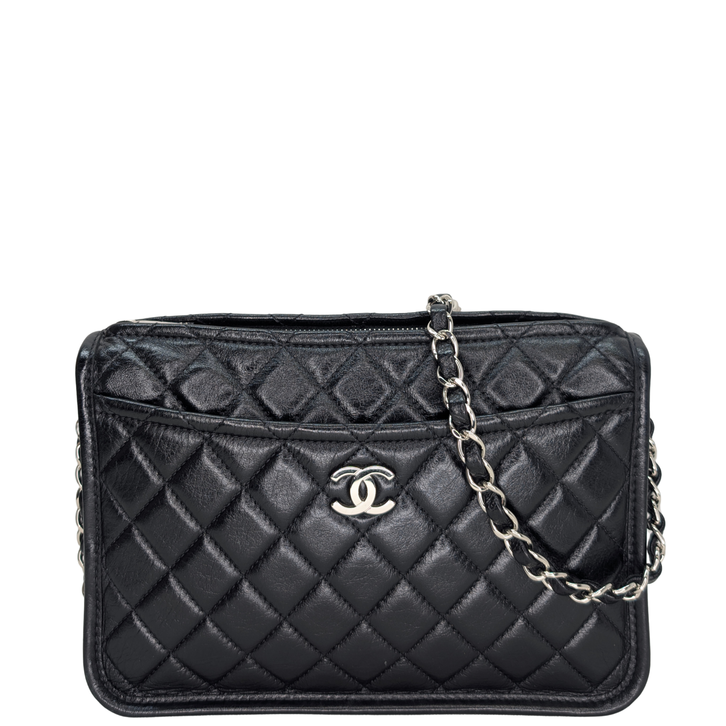Chanel Clutch On Chain Camera Bag Aged Calfskin Black