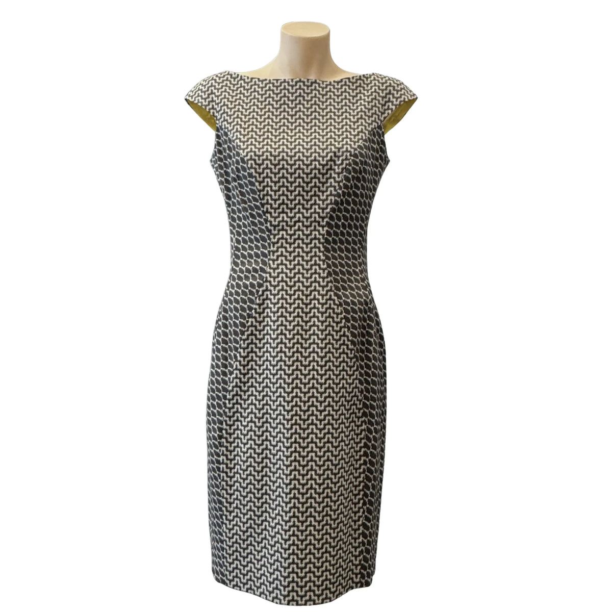 Versace Geometric Print Cap Sleeve Sheath Dress Size 40 - Lost Designer