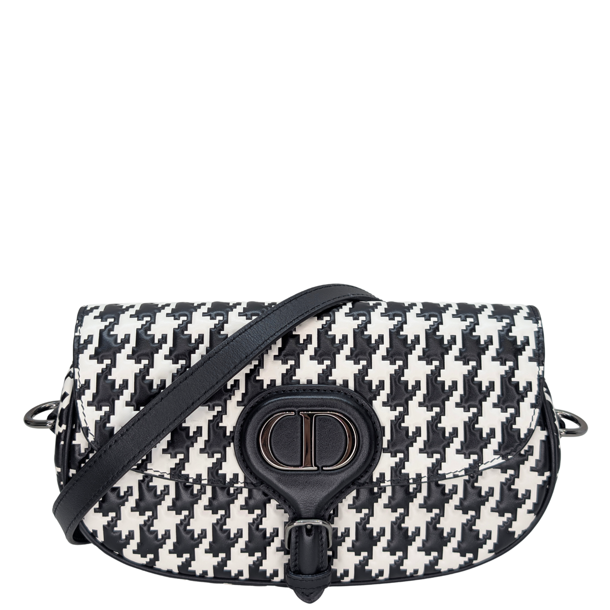 Dior Box Houndstooth East West Bobby Bag Black White