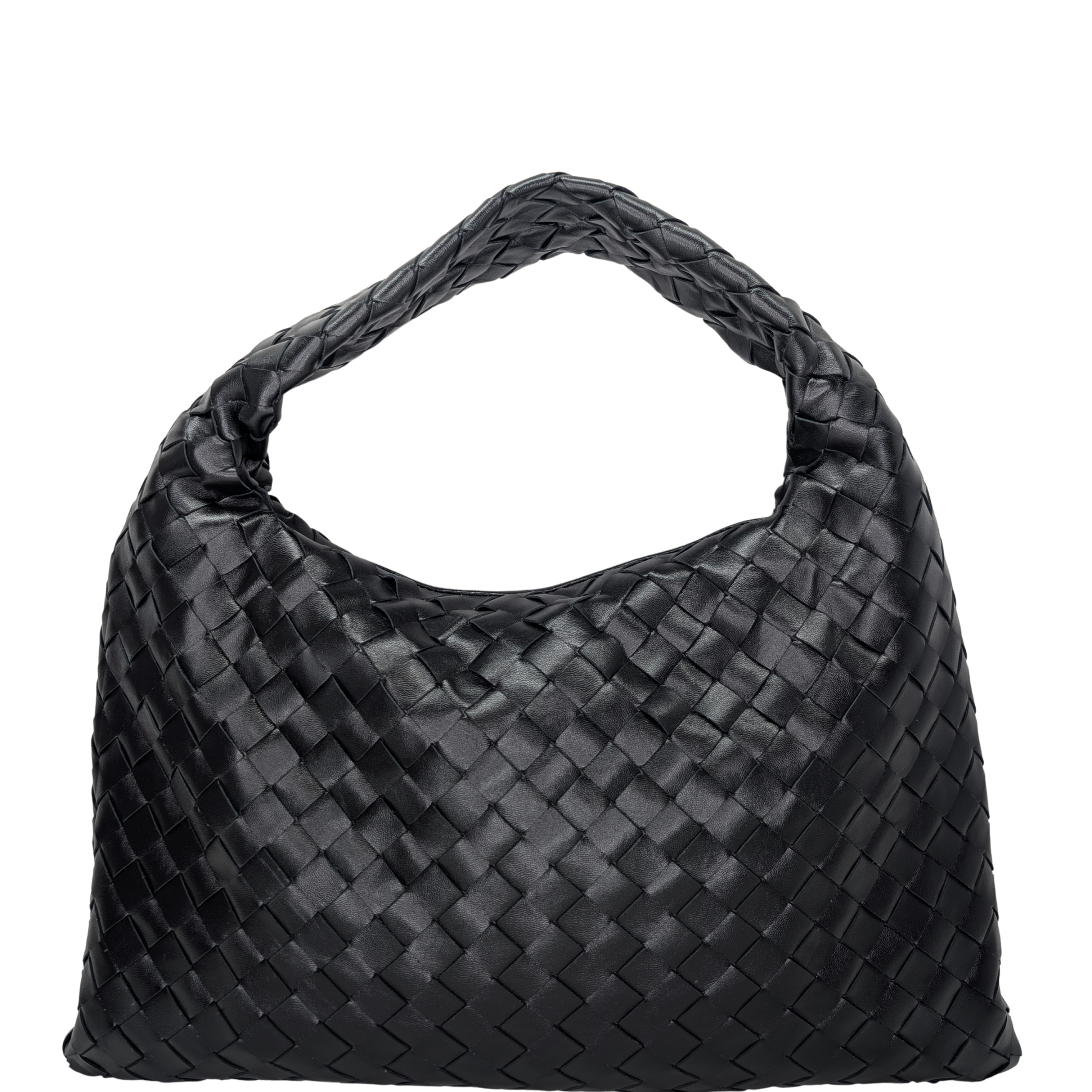 Bottega Veneta Small Hop Intrecciato Shoulder Bag Black