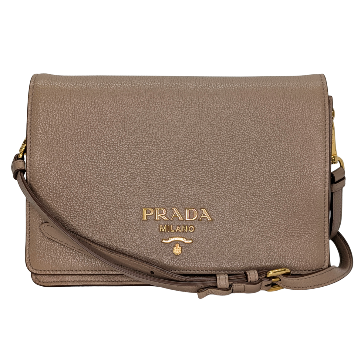 Prada Vitello Daino 皮革斜挎包 米色