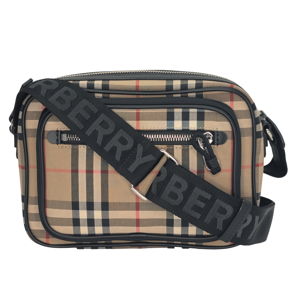 Burberry 米色复古格纹斜挎包