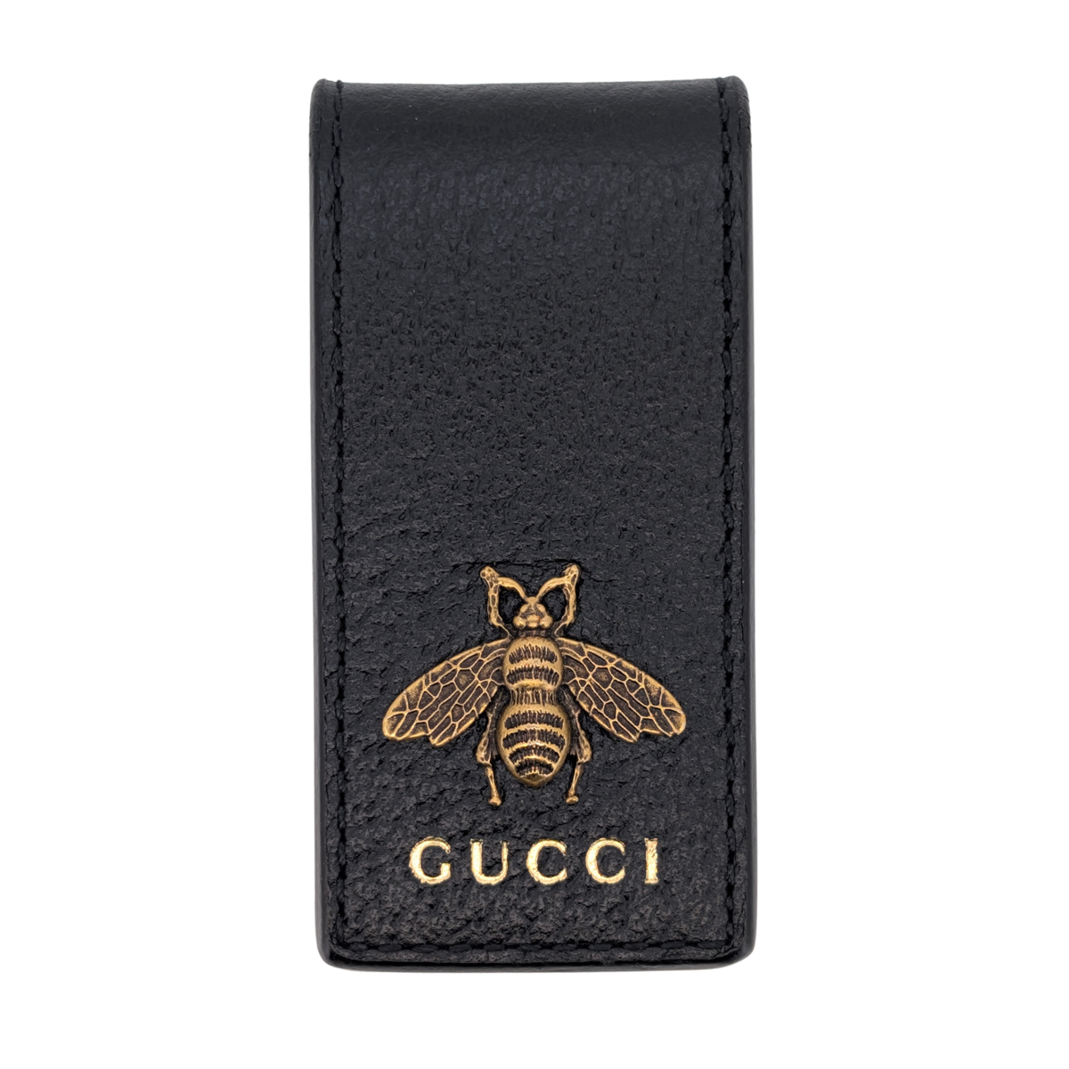 Gucci Animalier蜜蜂皮革钞票夹 黑色
