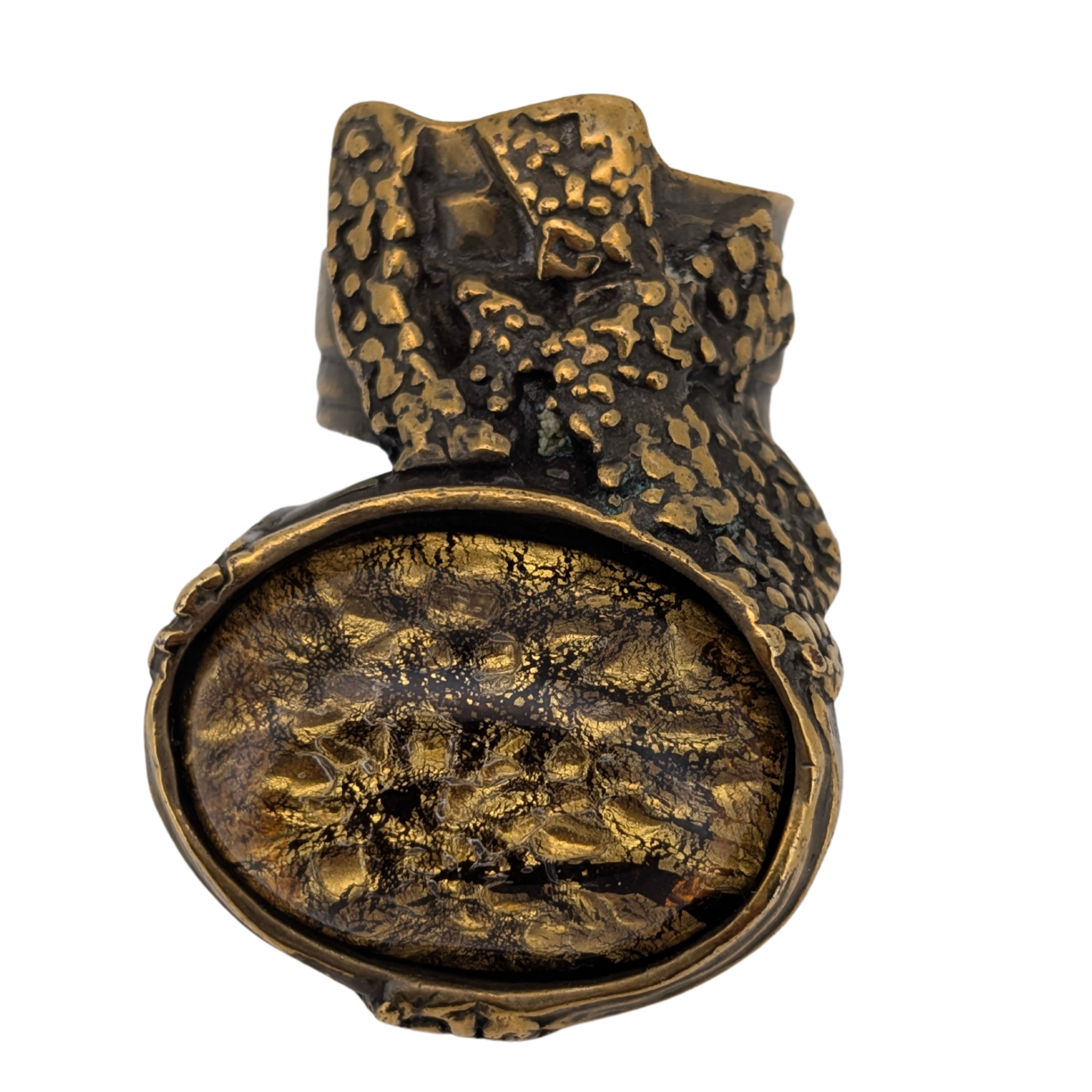 Saint Laurent Arty Cabochon Gold Tone Ring Size 54/N½
