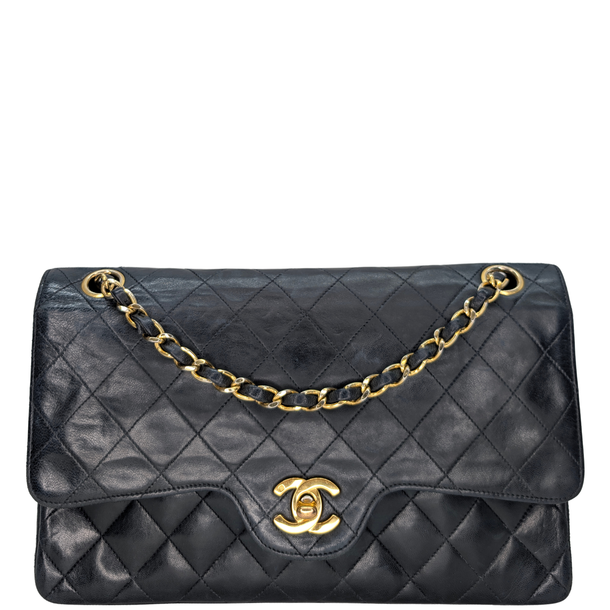 Chanel 复古经典款双翻盖中号手袋 黑色