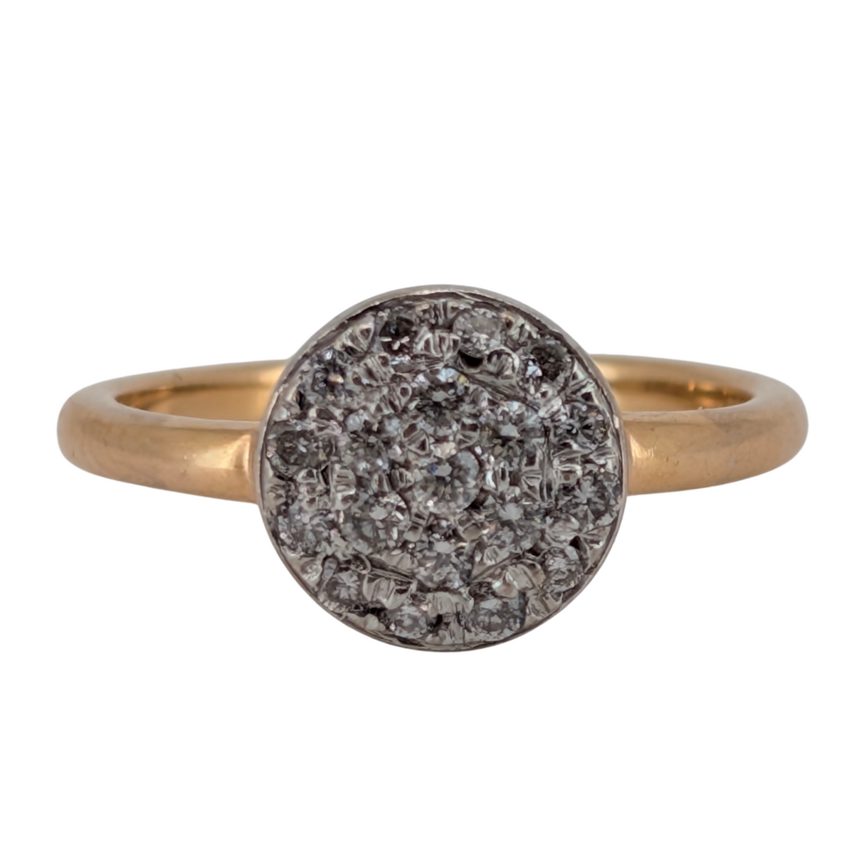0.65Ct Natural Cluster Brilliant Cut Diamond Ring On 18K Gold