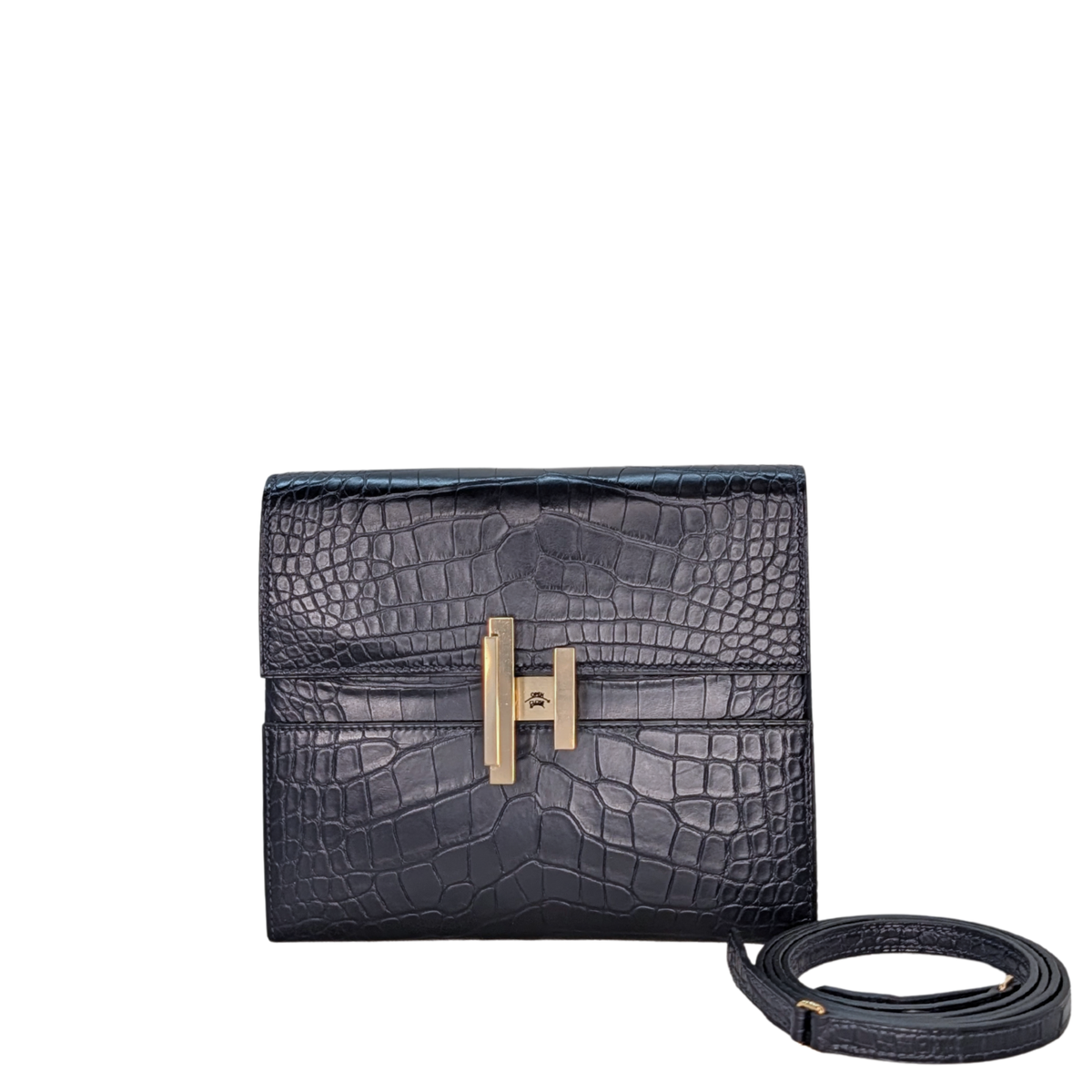 Hermes Cinhetic To Go Alligator Bleu Marine GHW Stamp Z