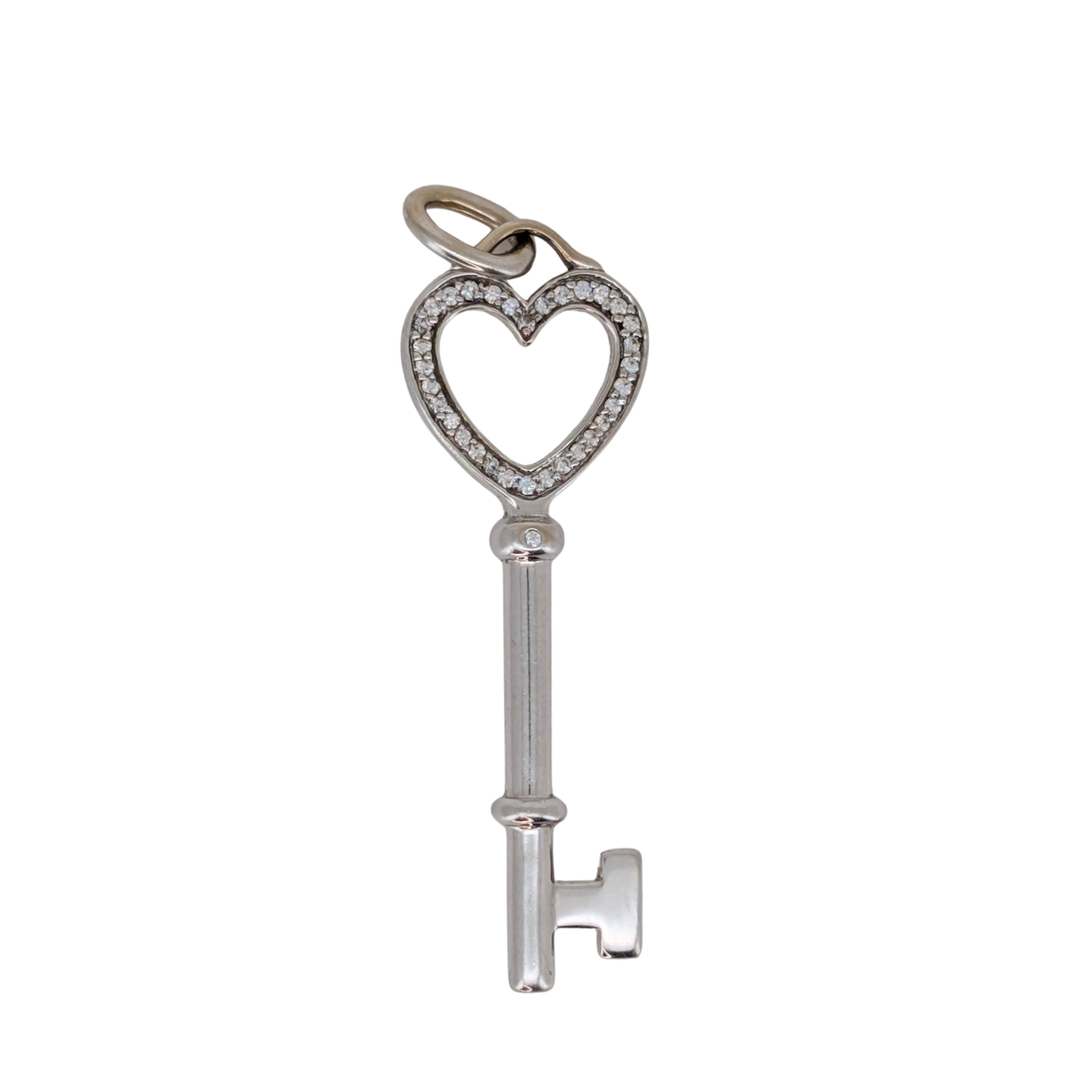 Tiffany & Co. 蒂芙尼 Keys 系列钻石 18K 白金心形钥匙吊坠