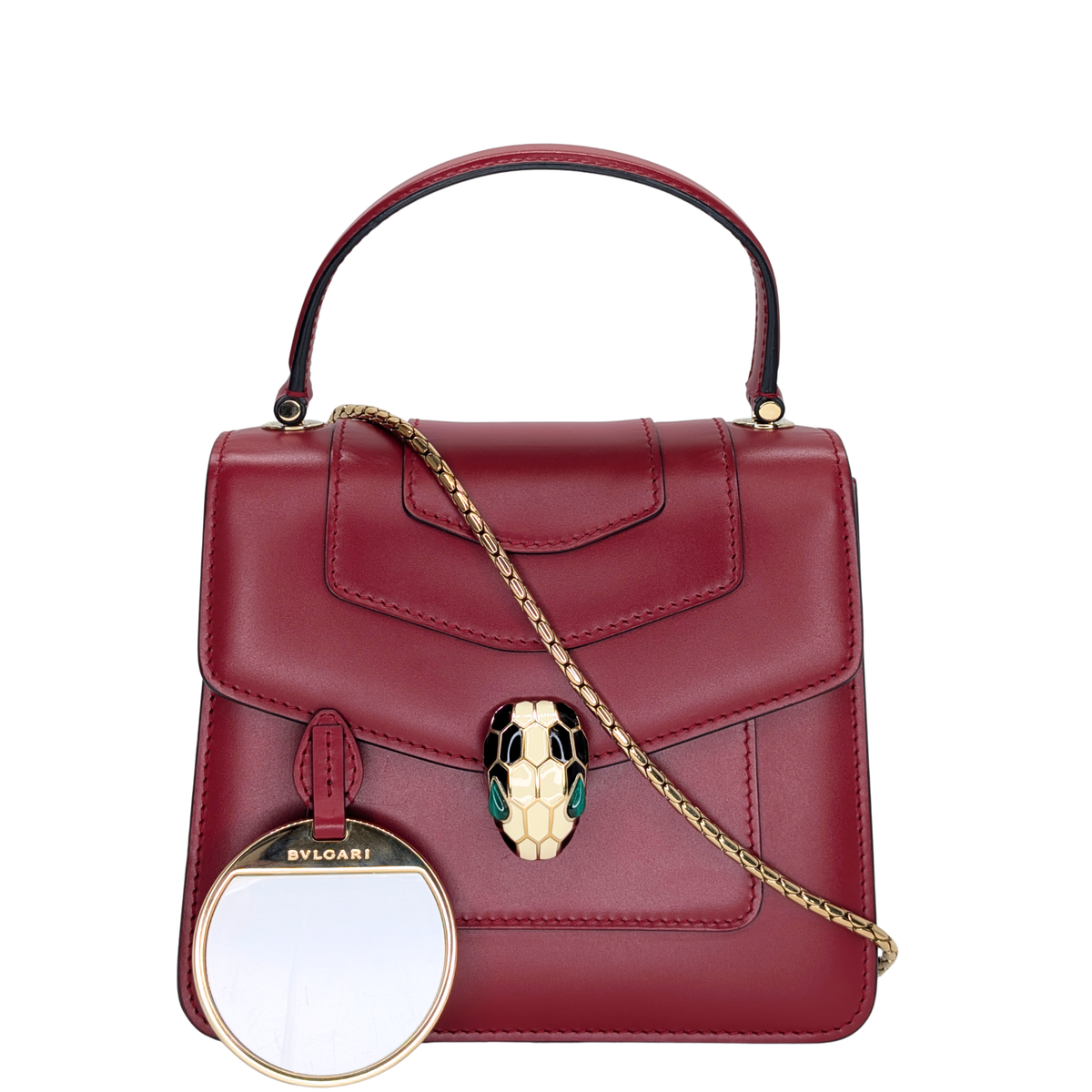Bvlgari 小牛皮Serpenti Forever手提包 红色