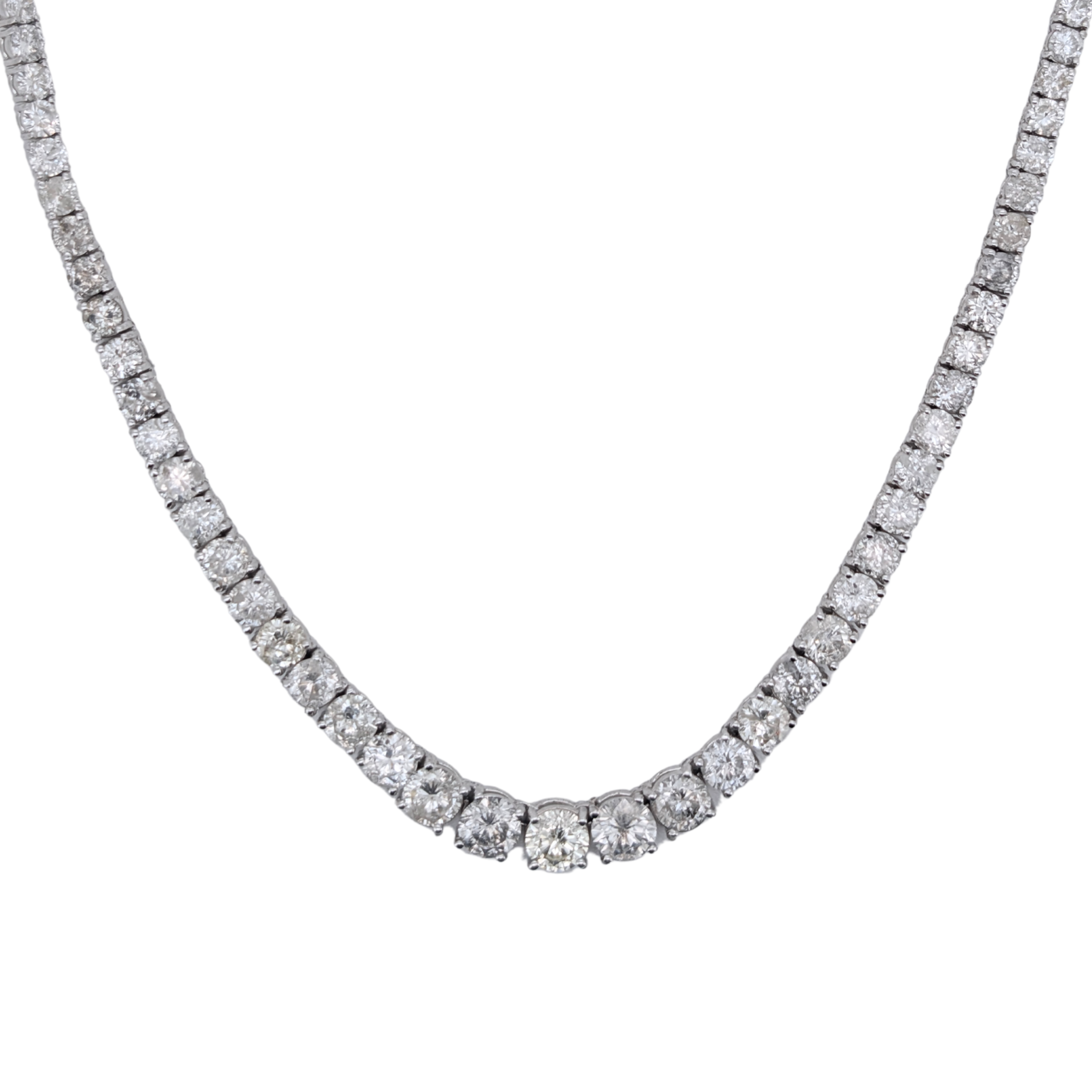 20.0ct 天然明亮式切割渐变钻石网球项链 · 铂金