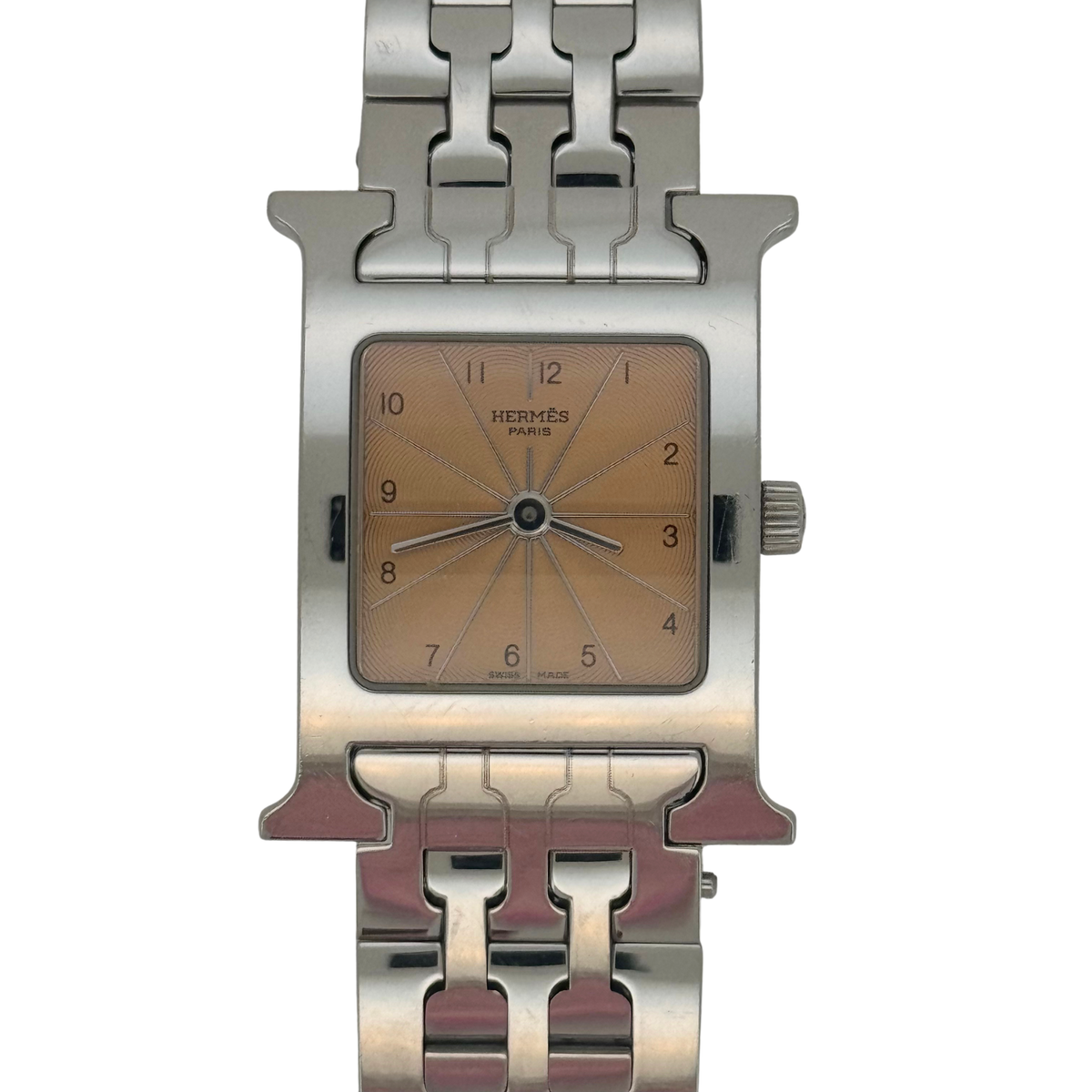 Hermès Heure H HH1.210 精钢橙/粉色扭索饰纹表盘腕表