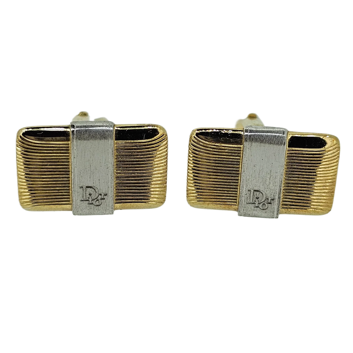 Dior Metal Gold-tone & Silver Cufflinks - Lost Designer