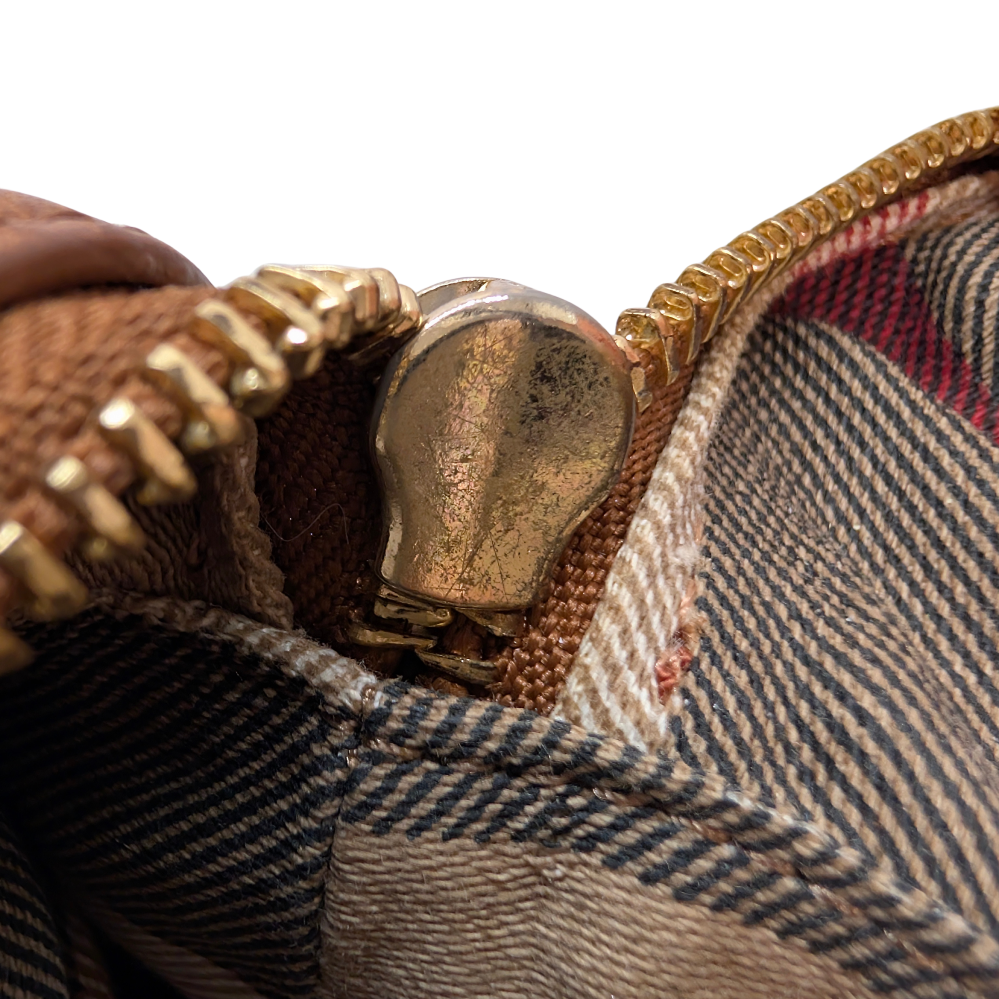 Burberry 刺绣帆布拼皮革保龄球单肩包
