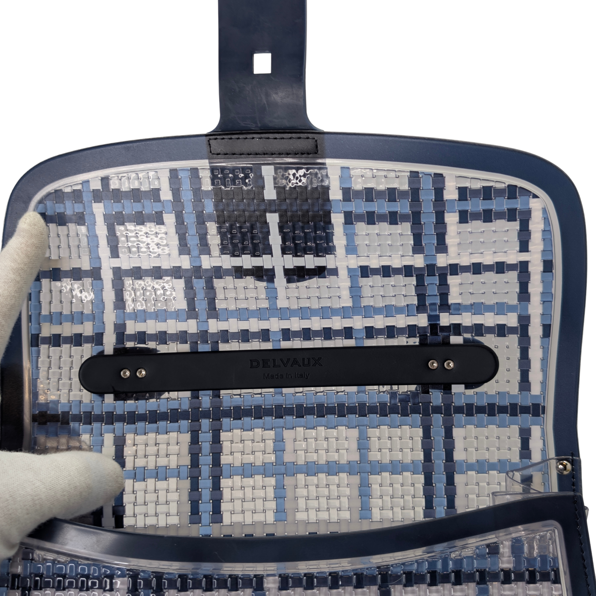 Delvaux Vinyl Gingham The Dreamer MM Brillant 手提包 海军蓝