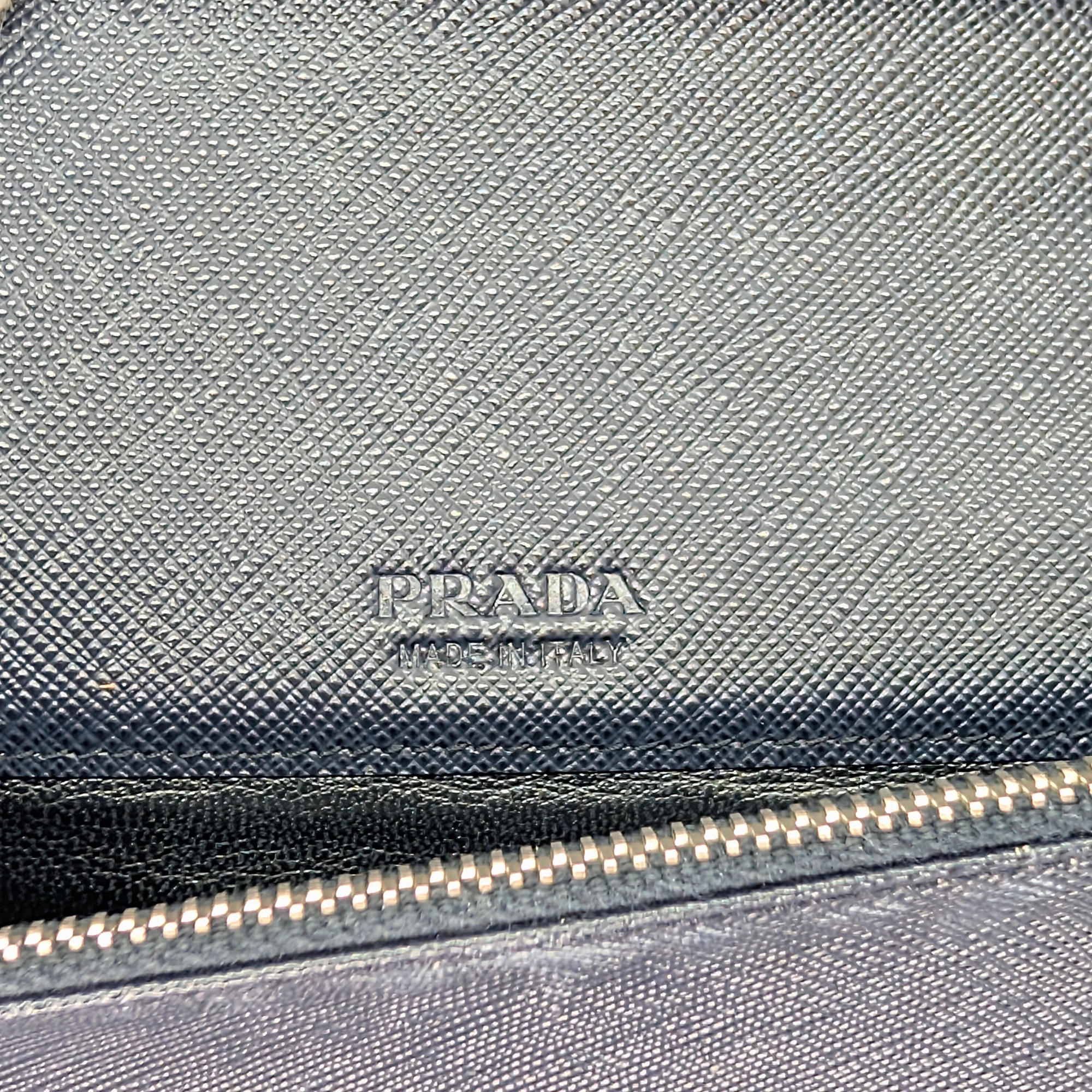 Black Prada Saffiano Multi Pocket Wallet Navy Blue