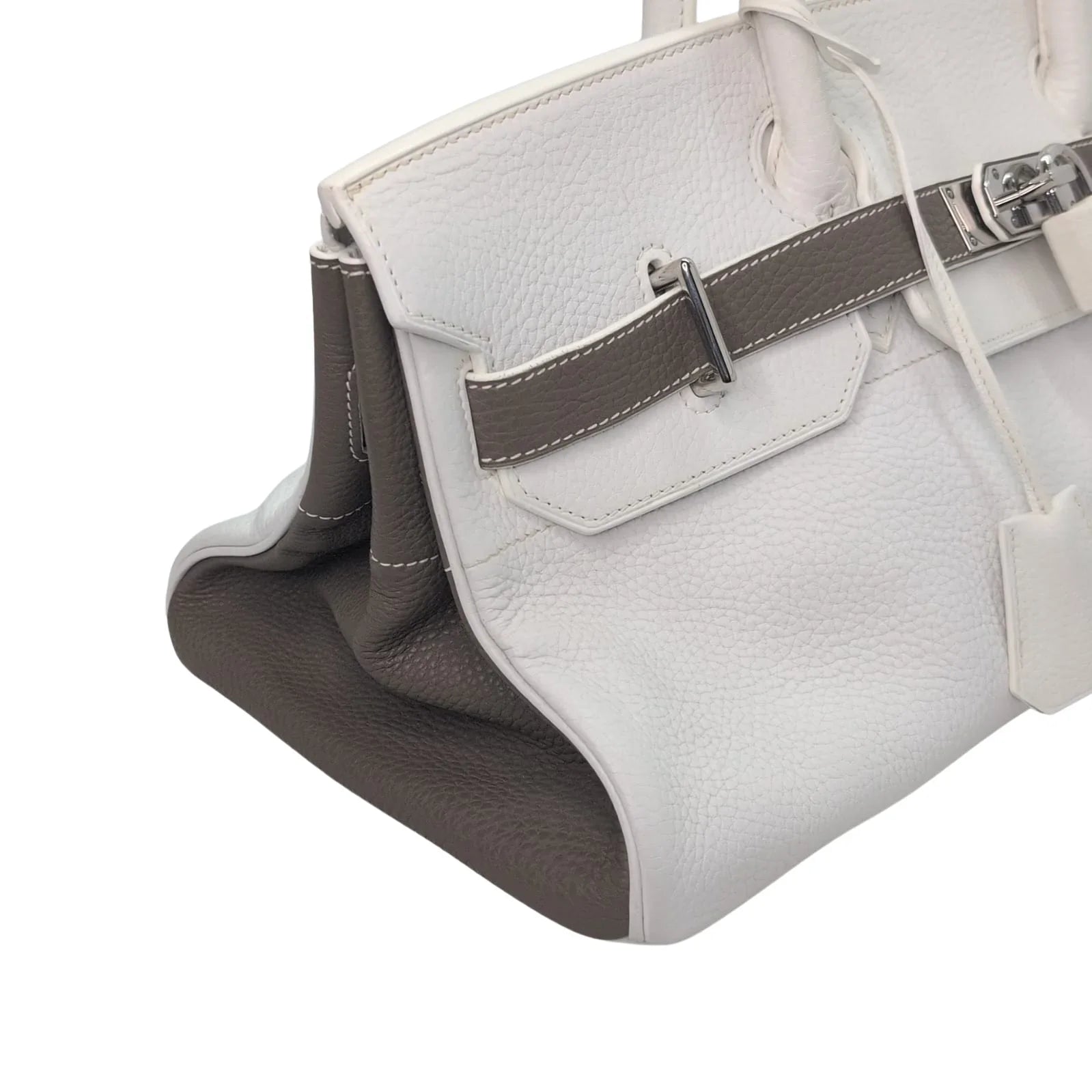 Hermès Birkin Shoulder 42 White Etoupe Clemence Palladium Hardware □J Stamp - Lost Designer