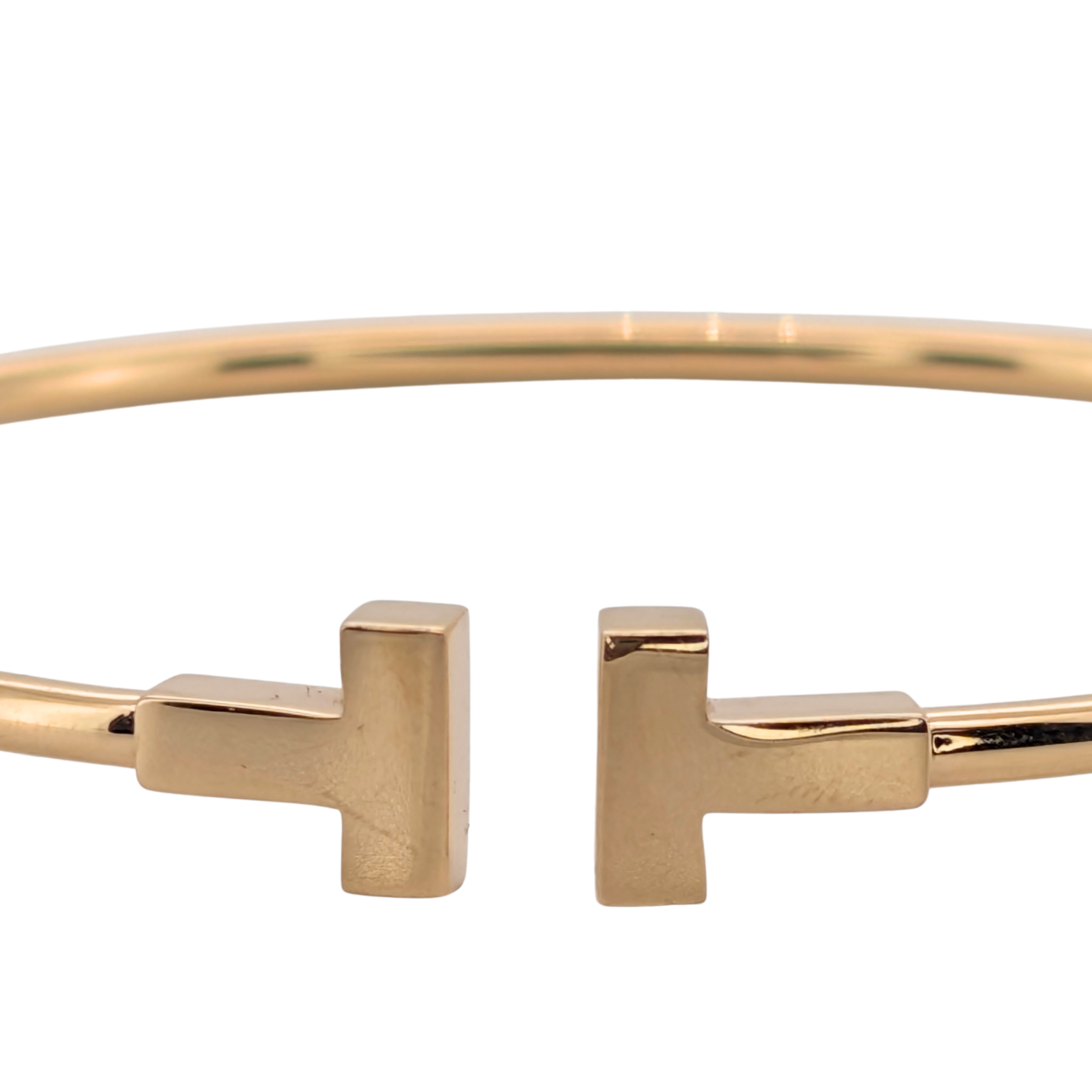 Tiffany & Co 18K金窄版T形手镯 小号