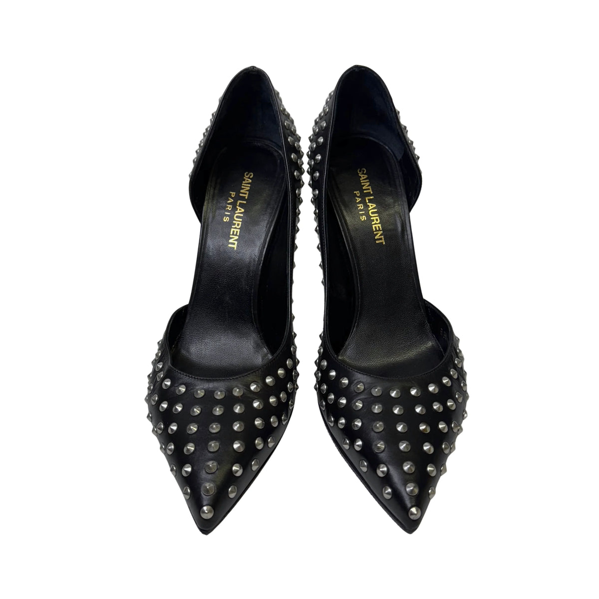 Saint Laurent Leather Printed Rock stud D'Orsay Pumps - Lost Designer