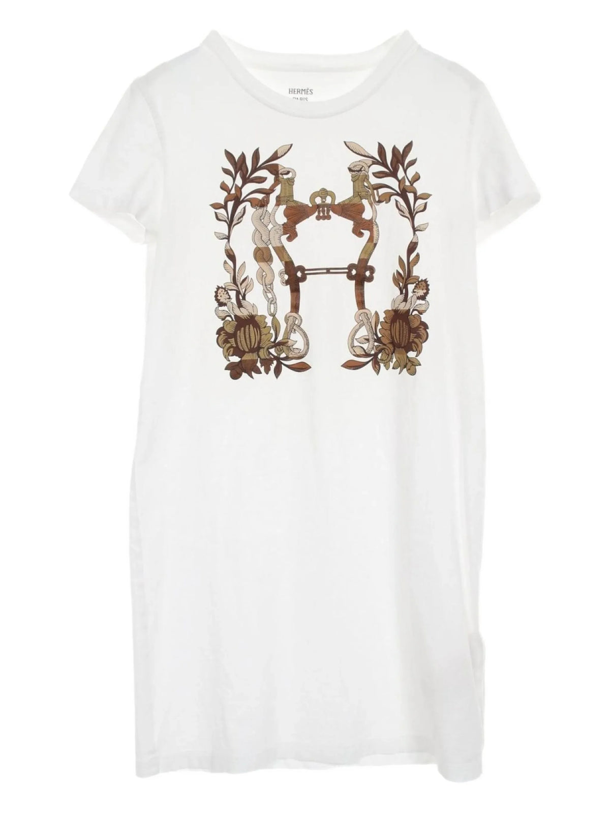 Hermes Della Cavalleria Mid T shirt Dress White 38 - Lost Designer