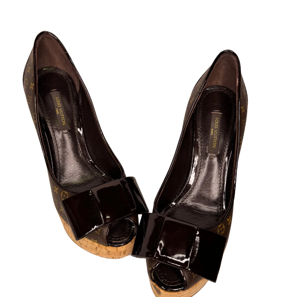 Louis Vuitton Monogram Cork Rivoli Platform Heels – Size 35 - Lost Designer