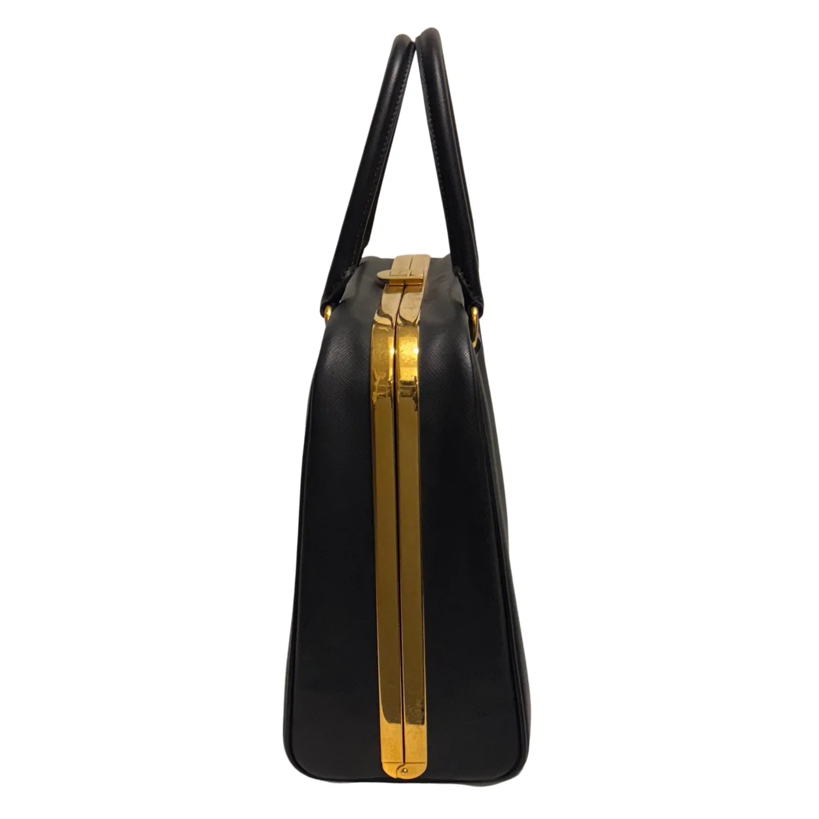 Pradaa Saffiano Lux Pyramid Bag Black - Lost Designer