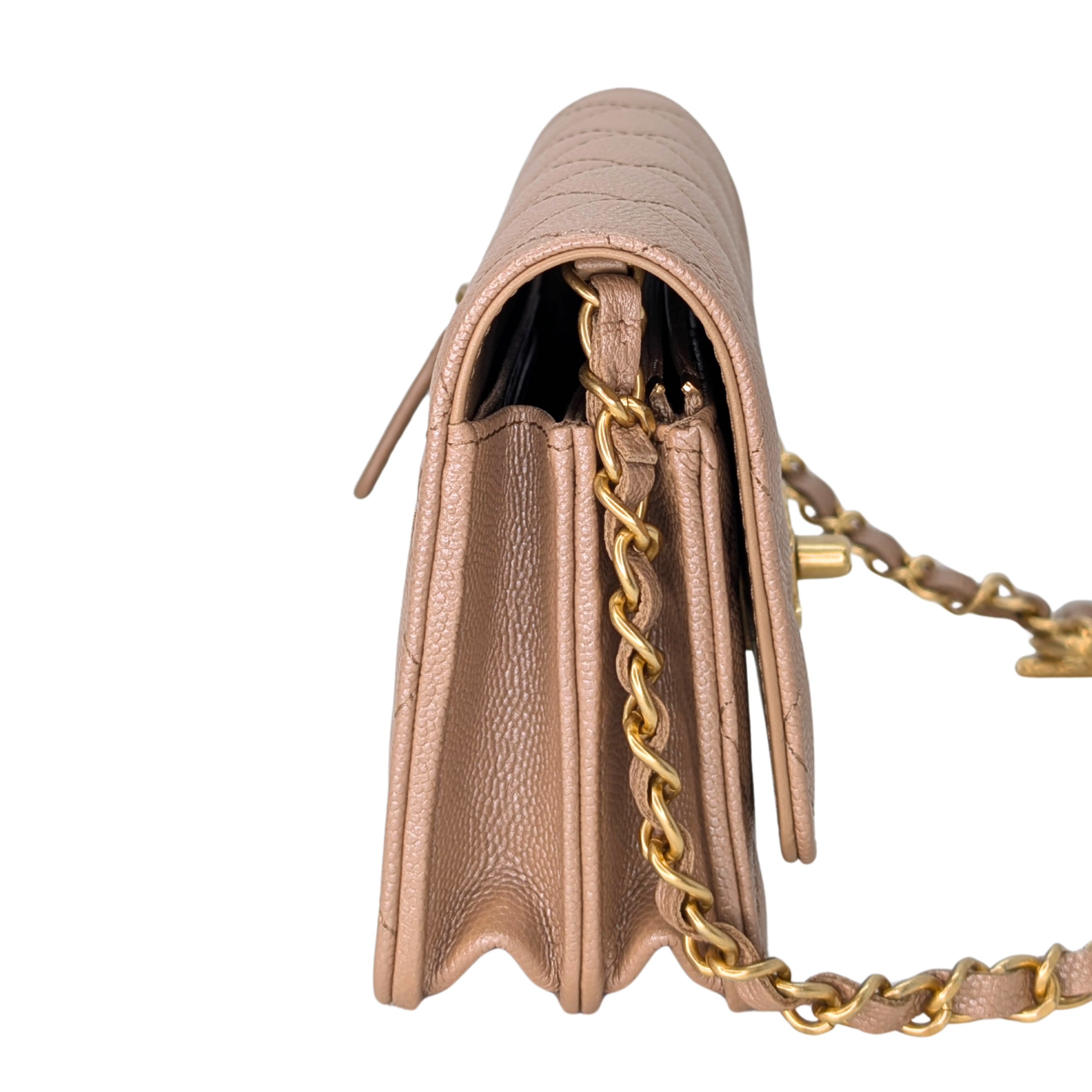 Chanel Clutch on Chain Bag Metallic Beige