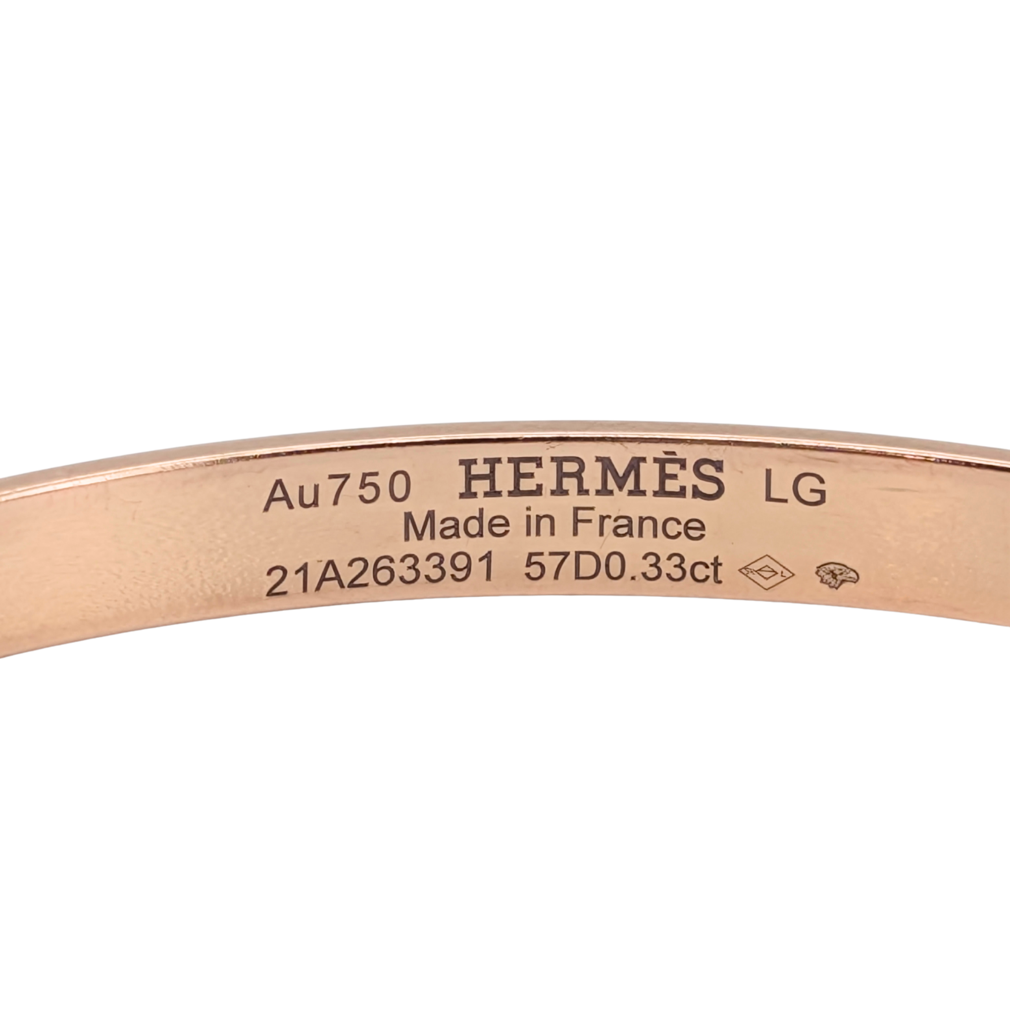 Hermès 爱马仕 Kelly 小号钻石手镯 · 18K玫瑰金(LG码)