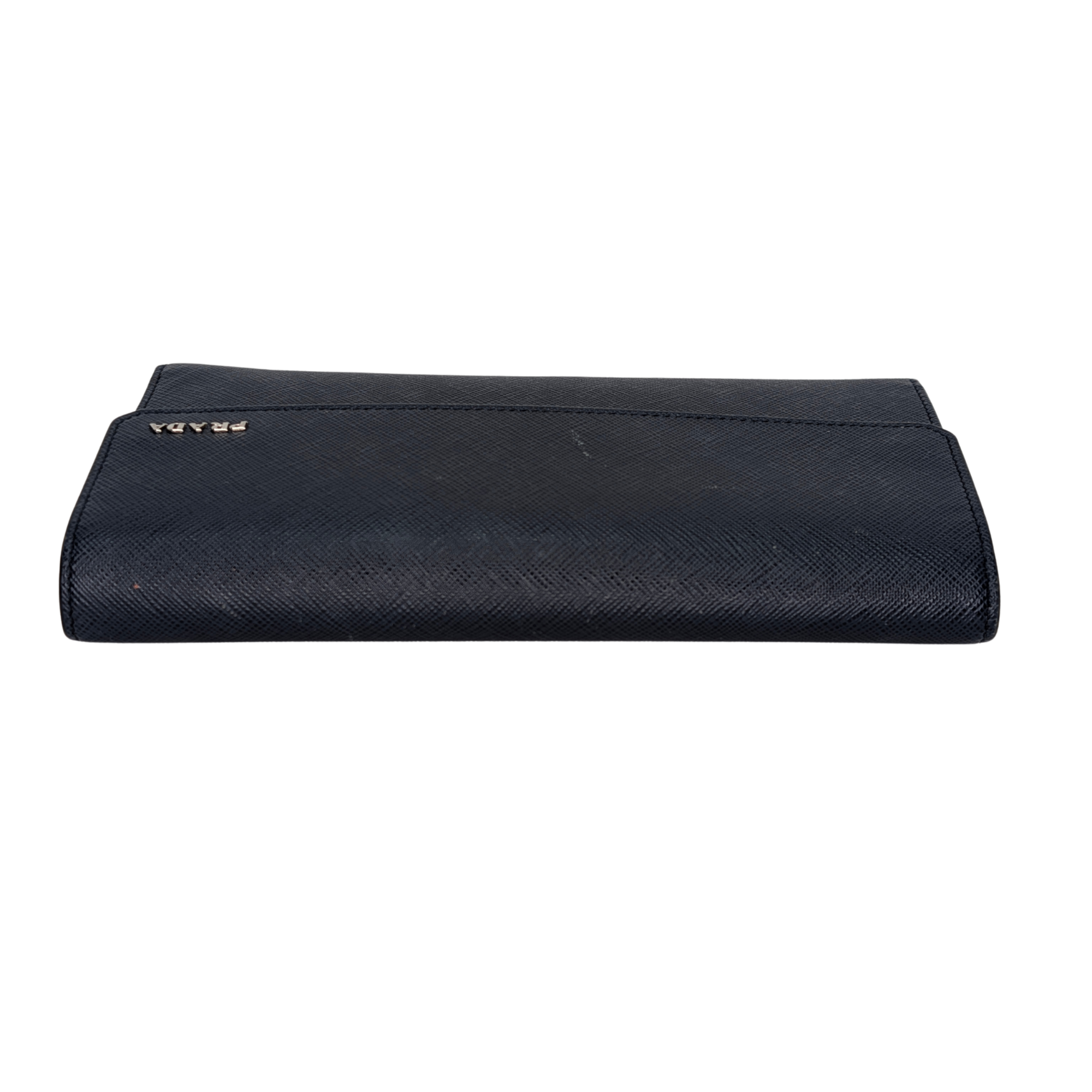 Black Prada Saffiano Multi Pocket Wallet Navy Blue