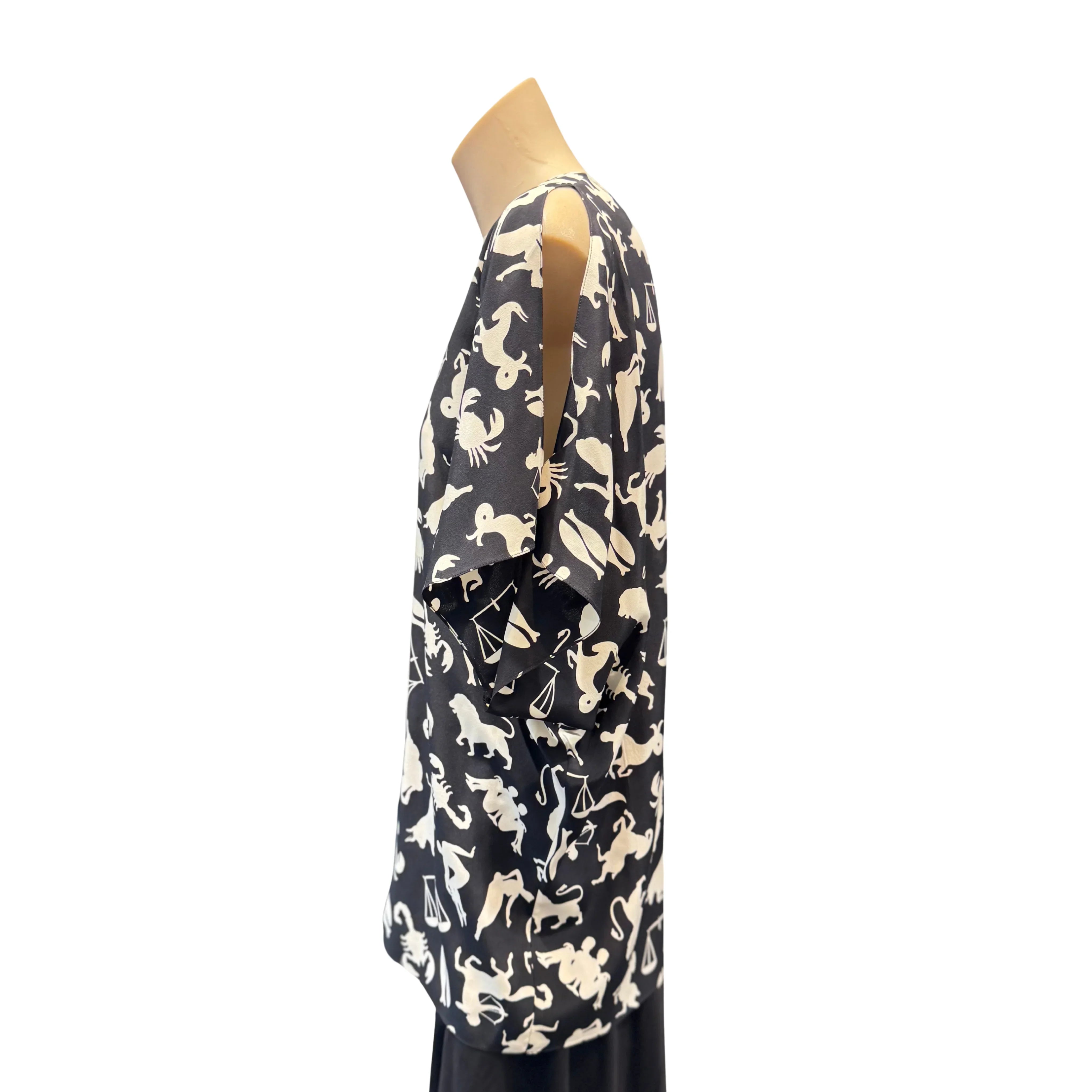 Saint Laurent Black/Cream Silk Zodiac Print Blouse Shirt 40 - Lost Designer