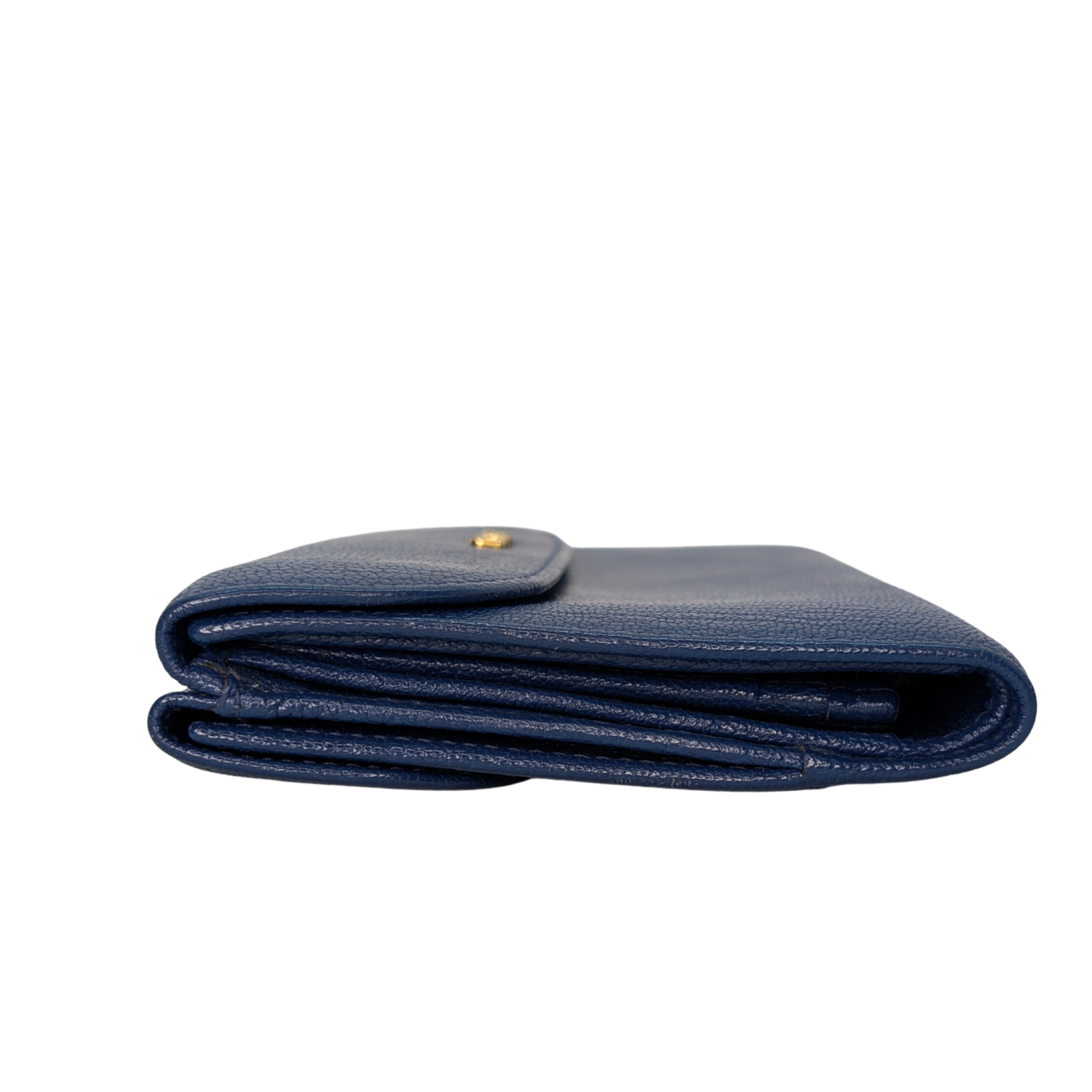 Miu Miu Madras 翻盖长款钱夹 蓝色 皮革